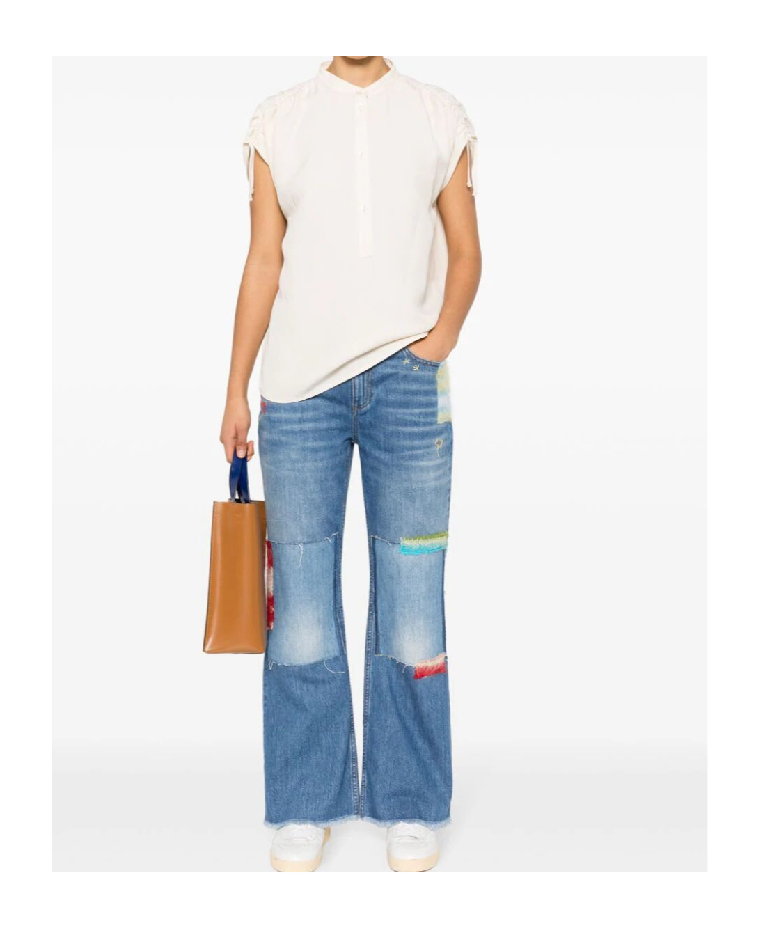 Woolrich Sleeveless Slub Blouse In White