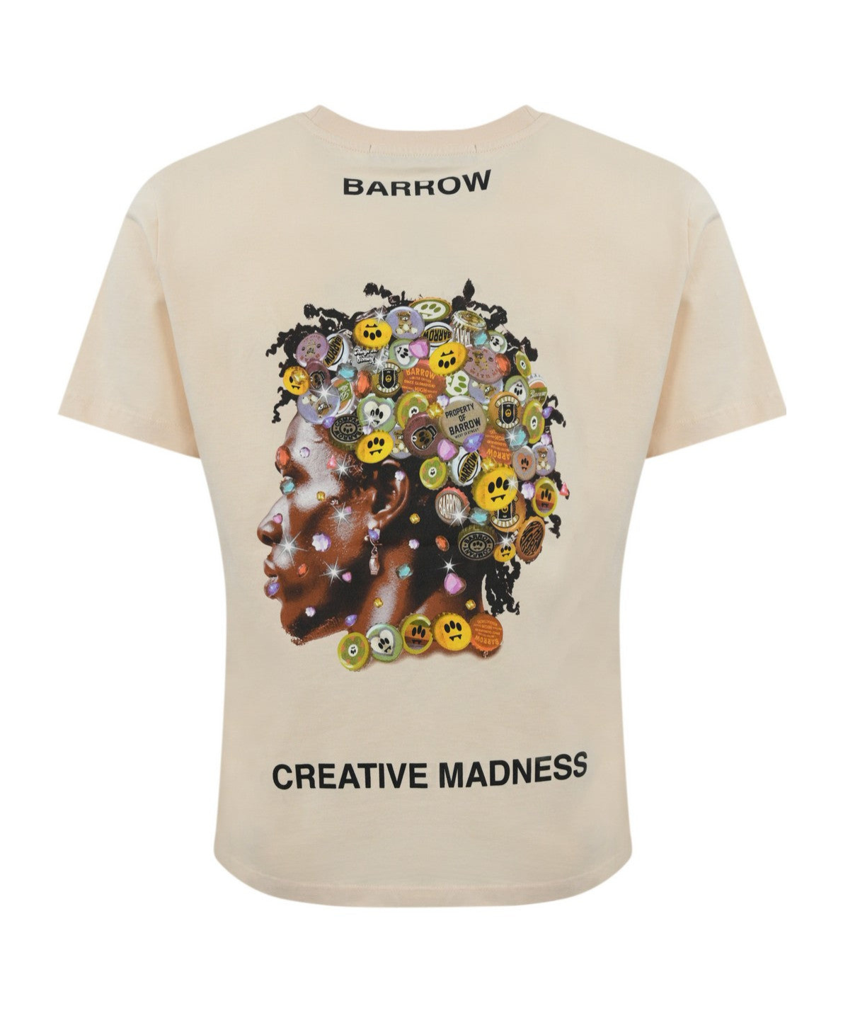 Barrow Cotton T-shirt With Creative Madness Print In Nude