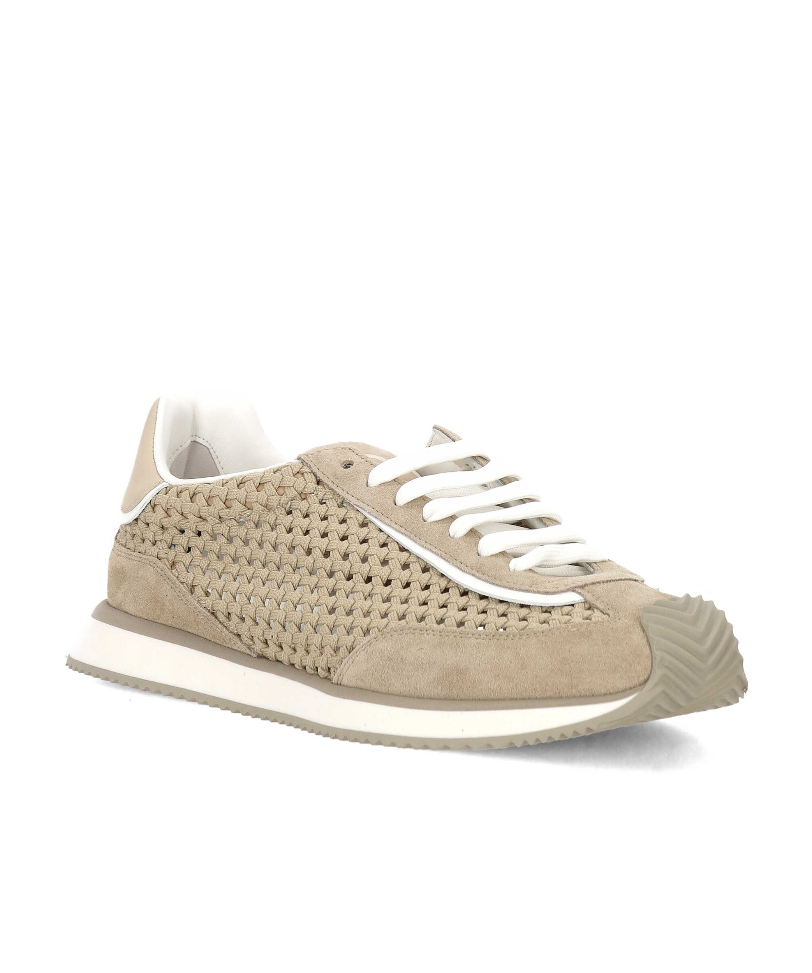 Dolce & Gabbana Leather And Fabric Low-top Sneakers In Nude