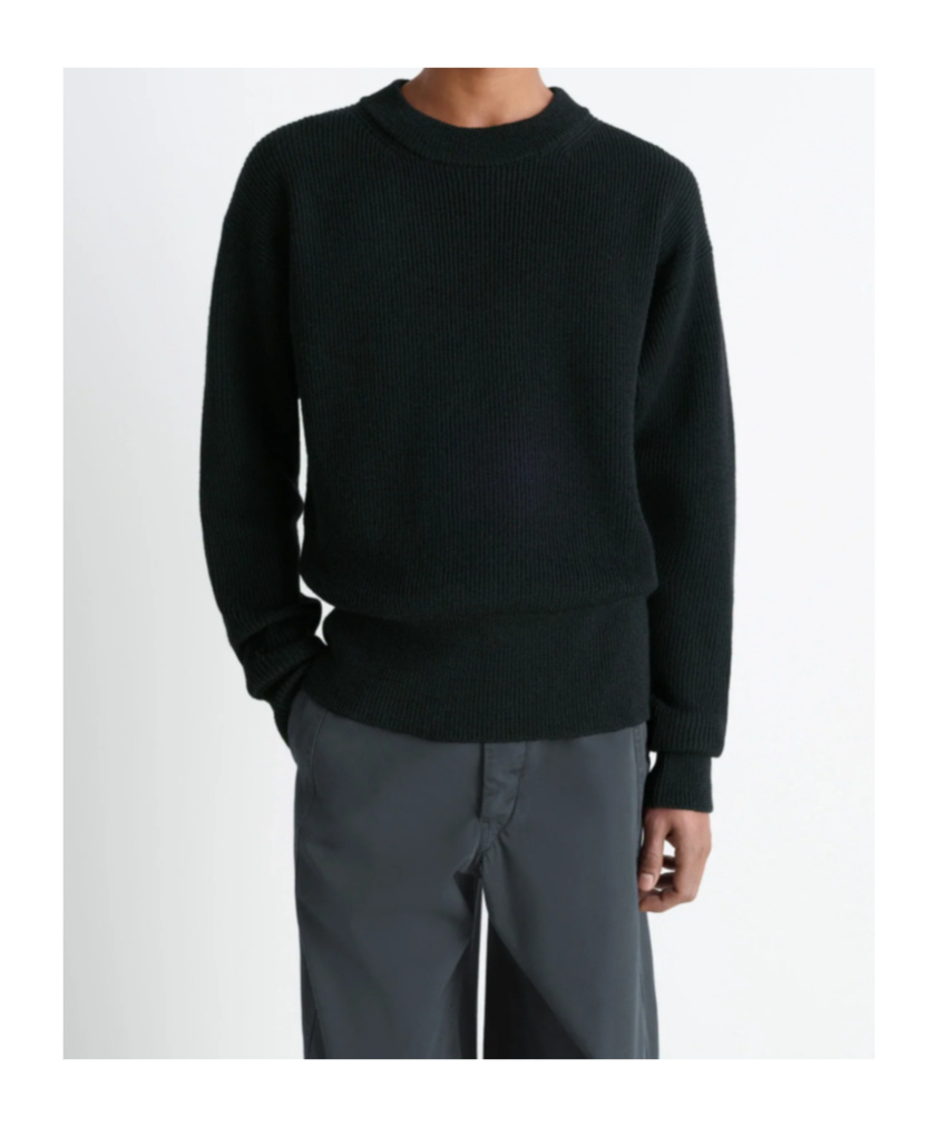 Lemaire Ribbed Wool Crewneck Sweatshirt In Black