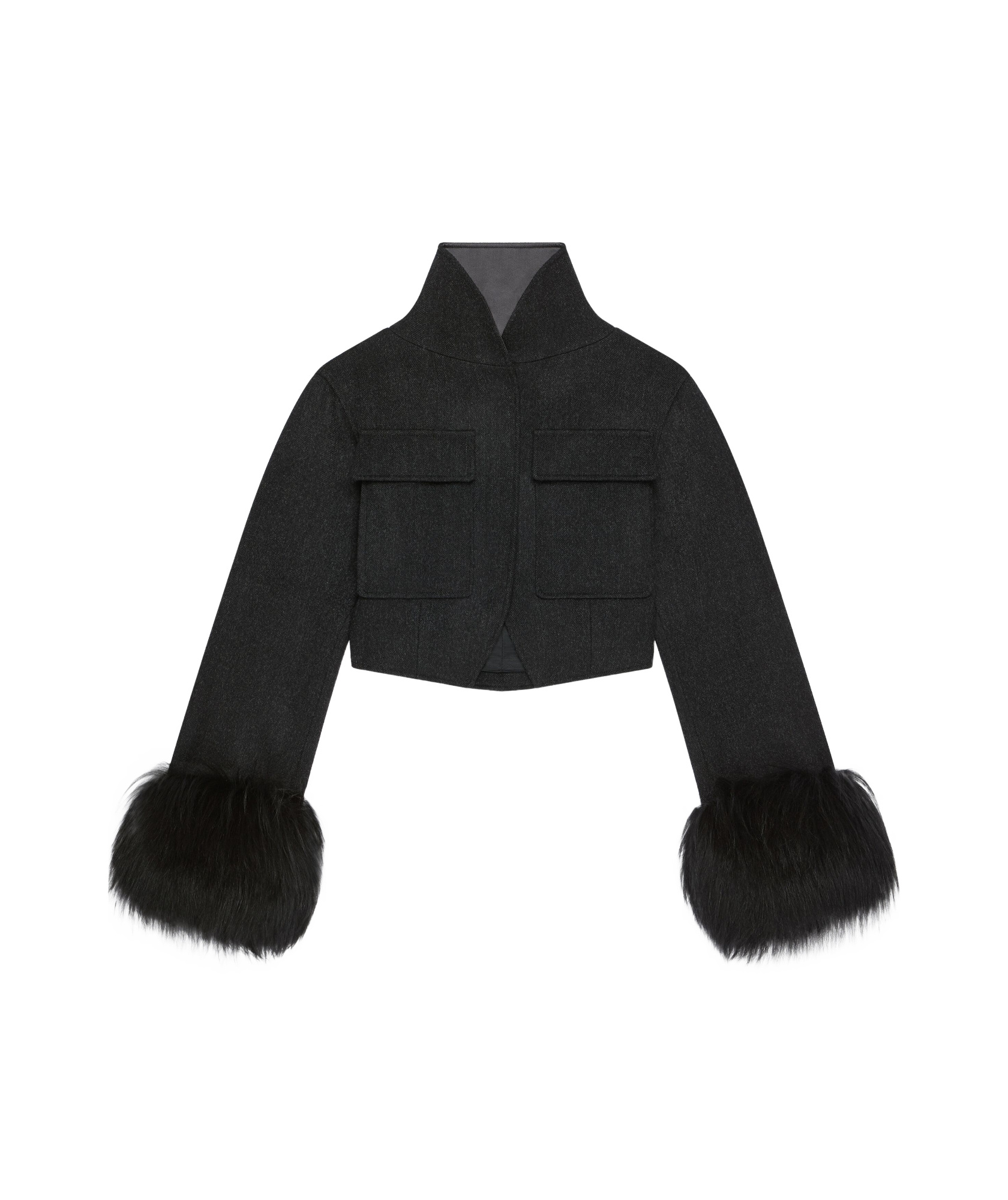 Givenchy Blouson Slim En Laine Et Fourrure In Black