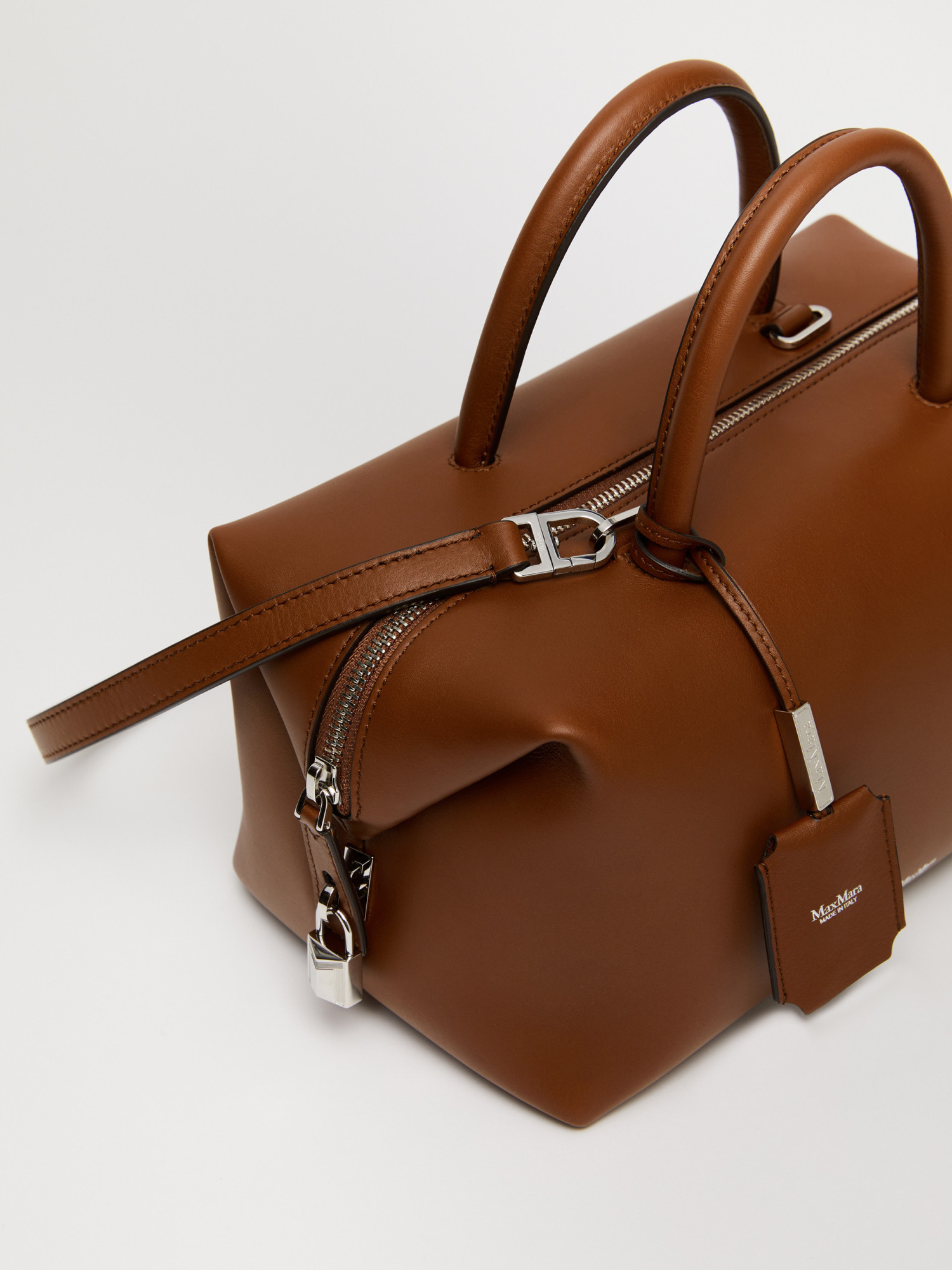 Max Mara Medium Natural Leather Bowler Bag In Brown