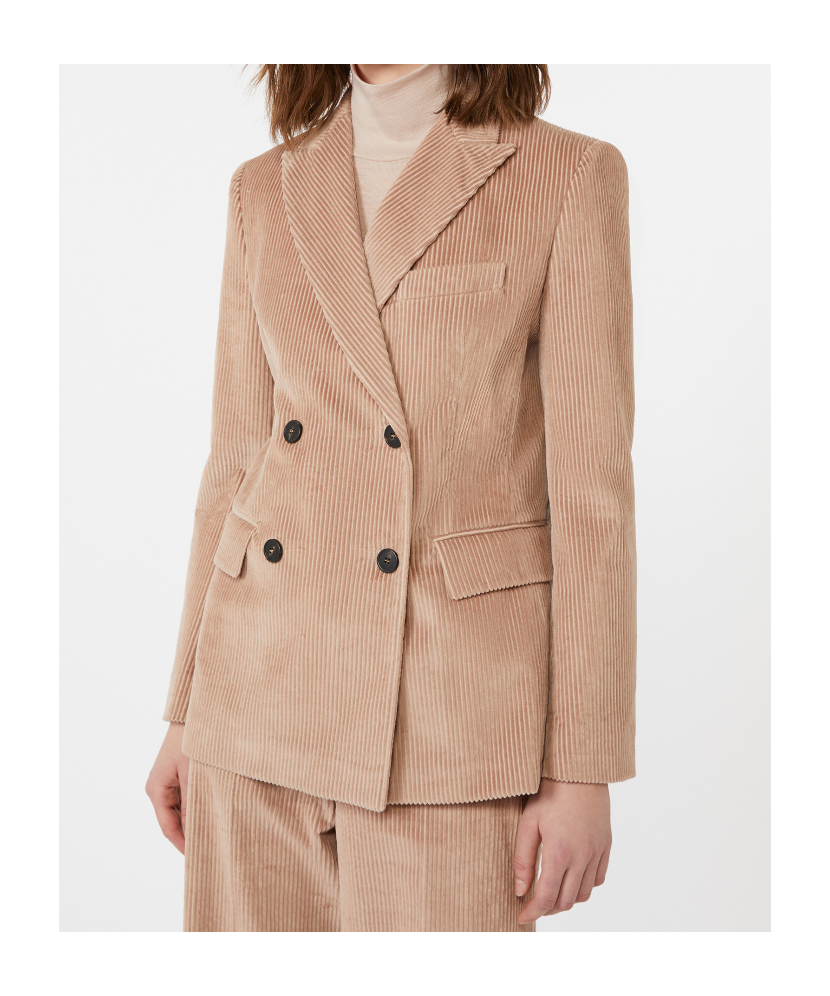 Weekend Max Mara Corduroy Double-breasted Blazer In Brown