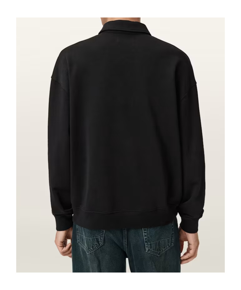 Allsaints Underground Zip-up Collar Sweatshirt In Black