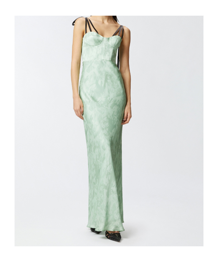 Pinko Floral-print Maxi Dress In Green