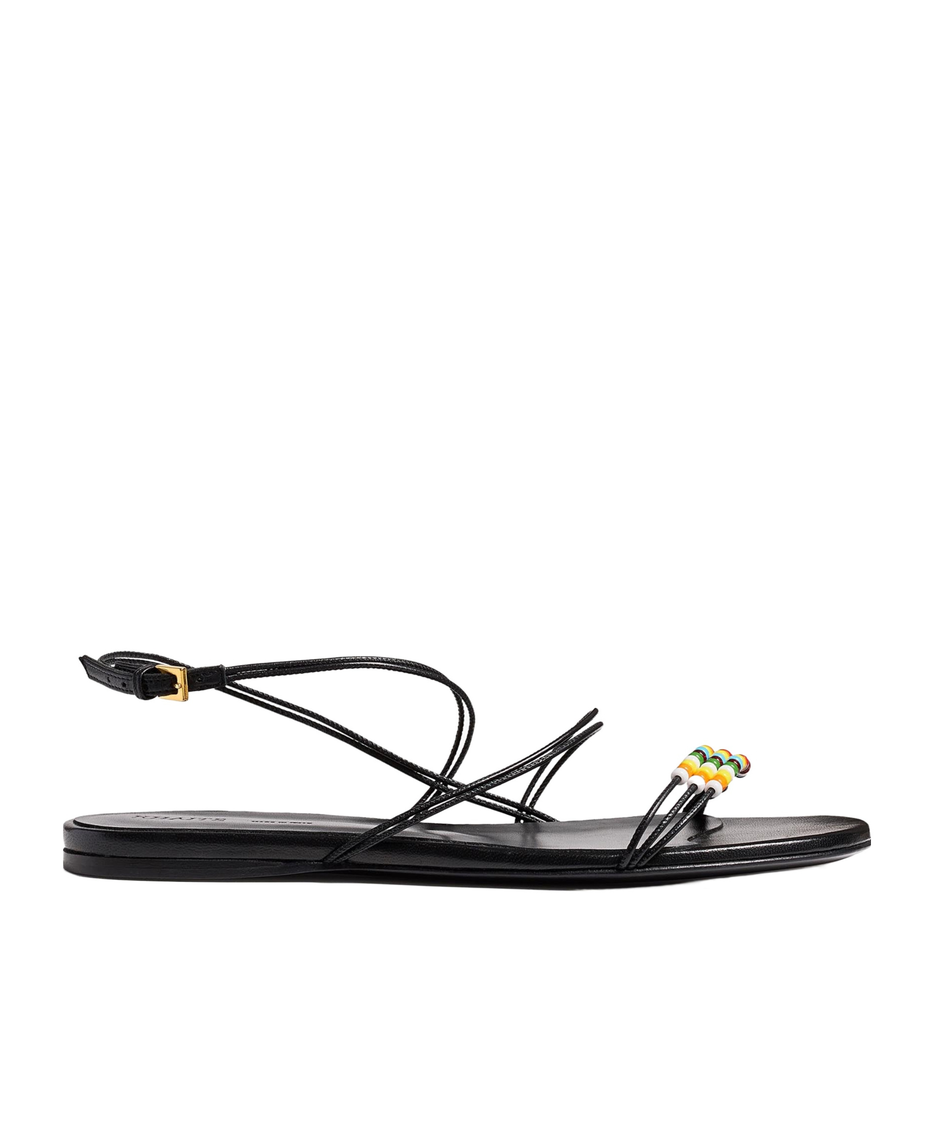 Khaite Loop Flat Sandals With Beads Black In Multi