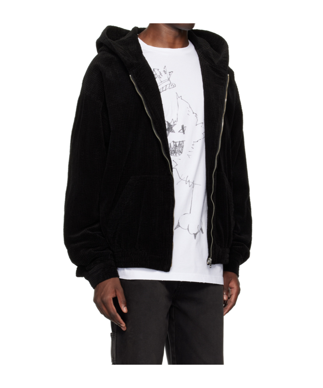We11 Done Zippered Hooded Sweatshirt In Black