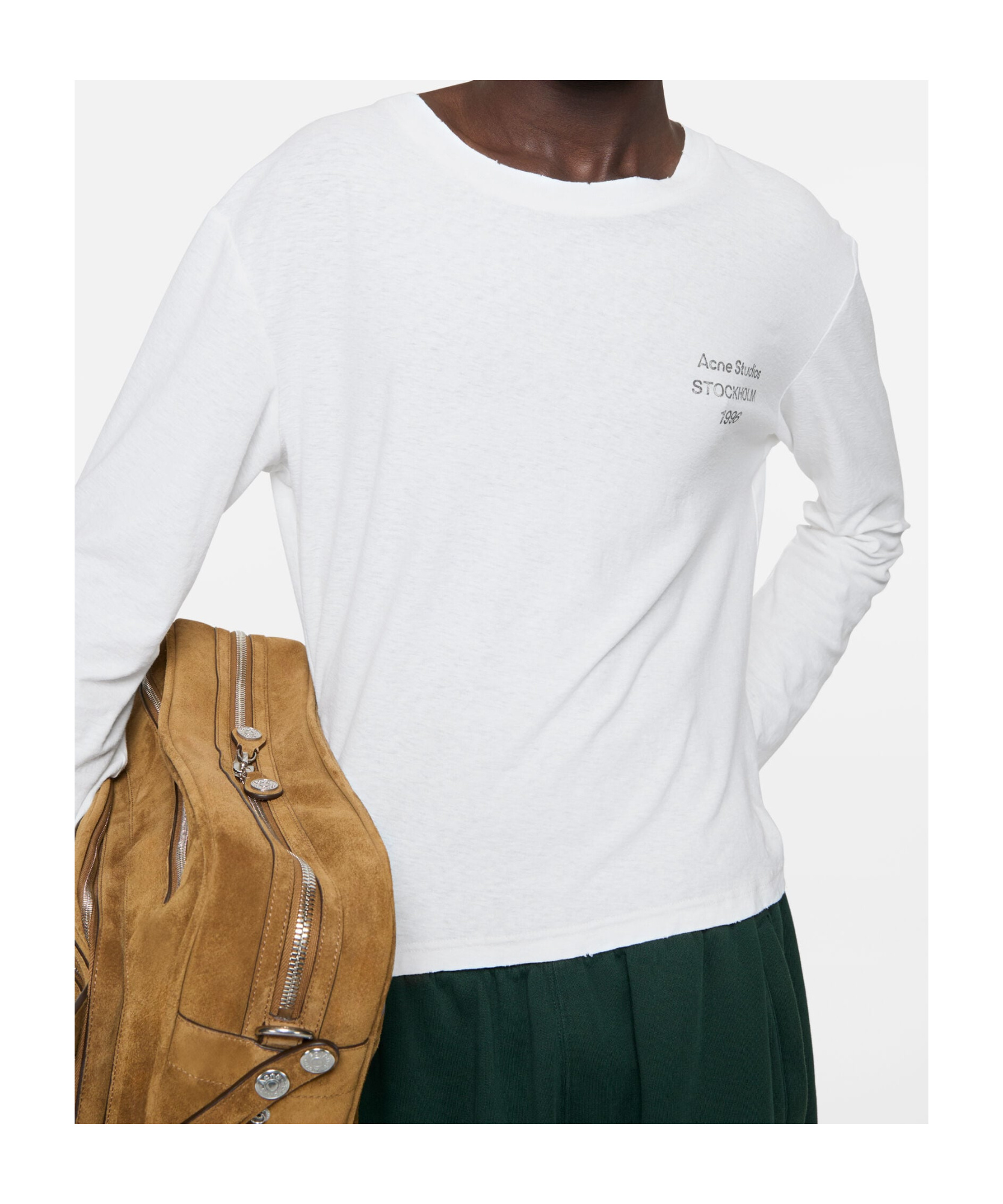 Acne Studios Distressed Logo T-shirt In White