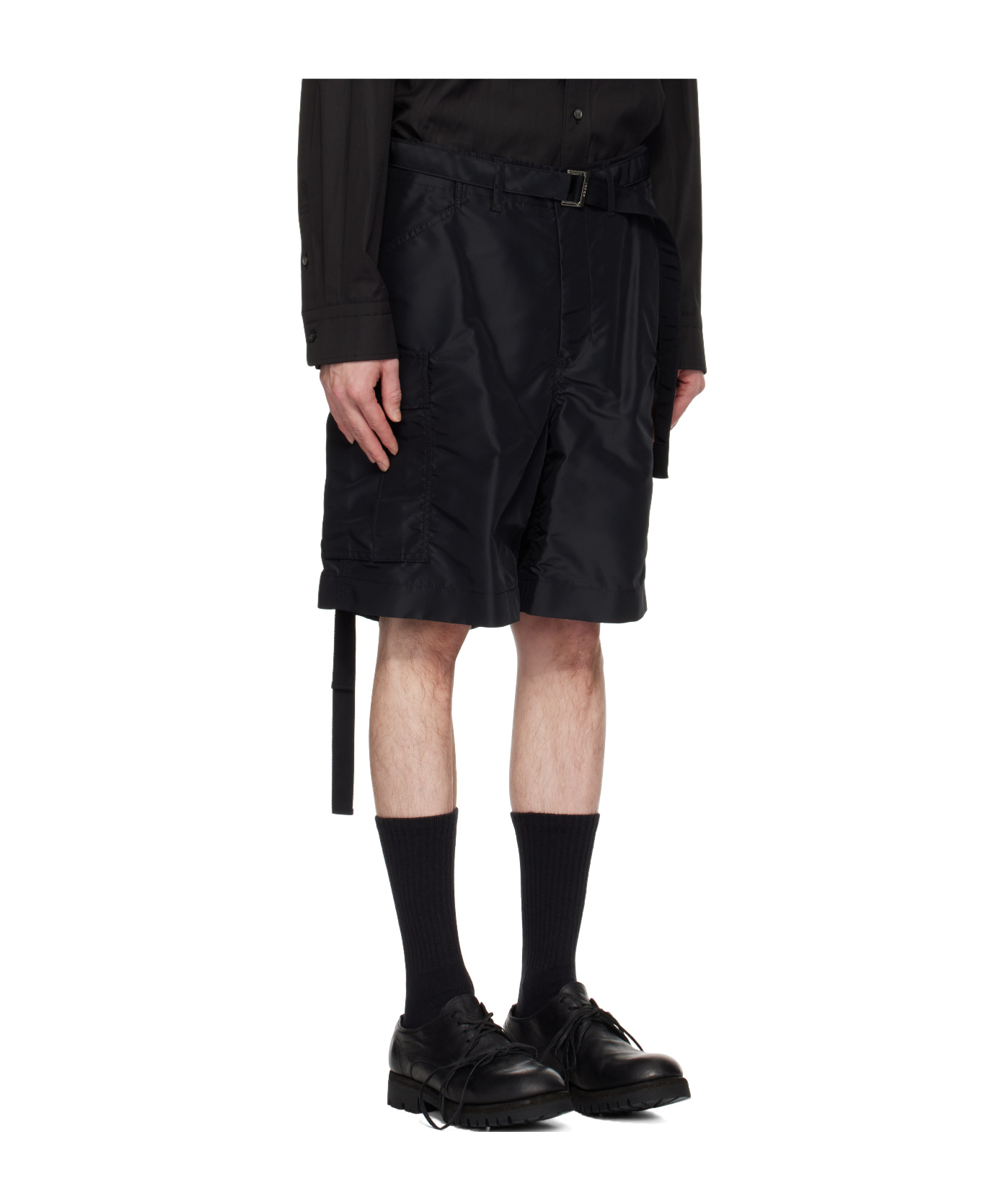 Sacai Belt-loop Shorts In Black