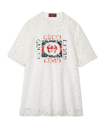 Gucci Flower Lace Short-sleeved Top In White