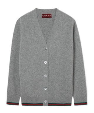 GUCCI WOOL AND CASHMERE CARDIGAN WITH WEB