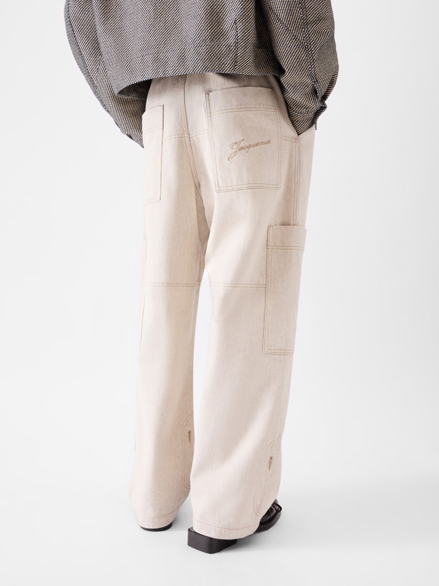 Jacquemus Cargo Trousers With Pockets And Loops In Neutral