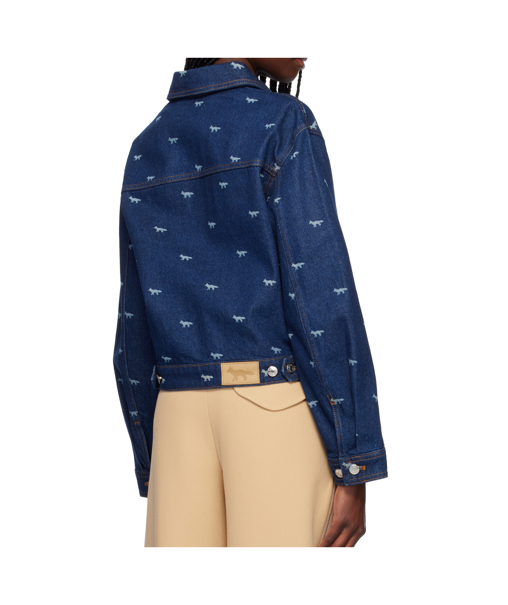 MAISON KITSUNÉ ZIPPED CROPPED DENIM JACKET