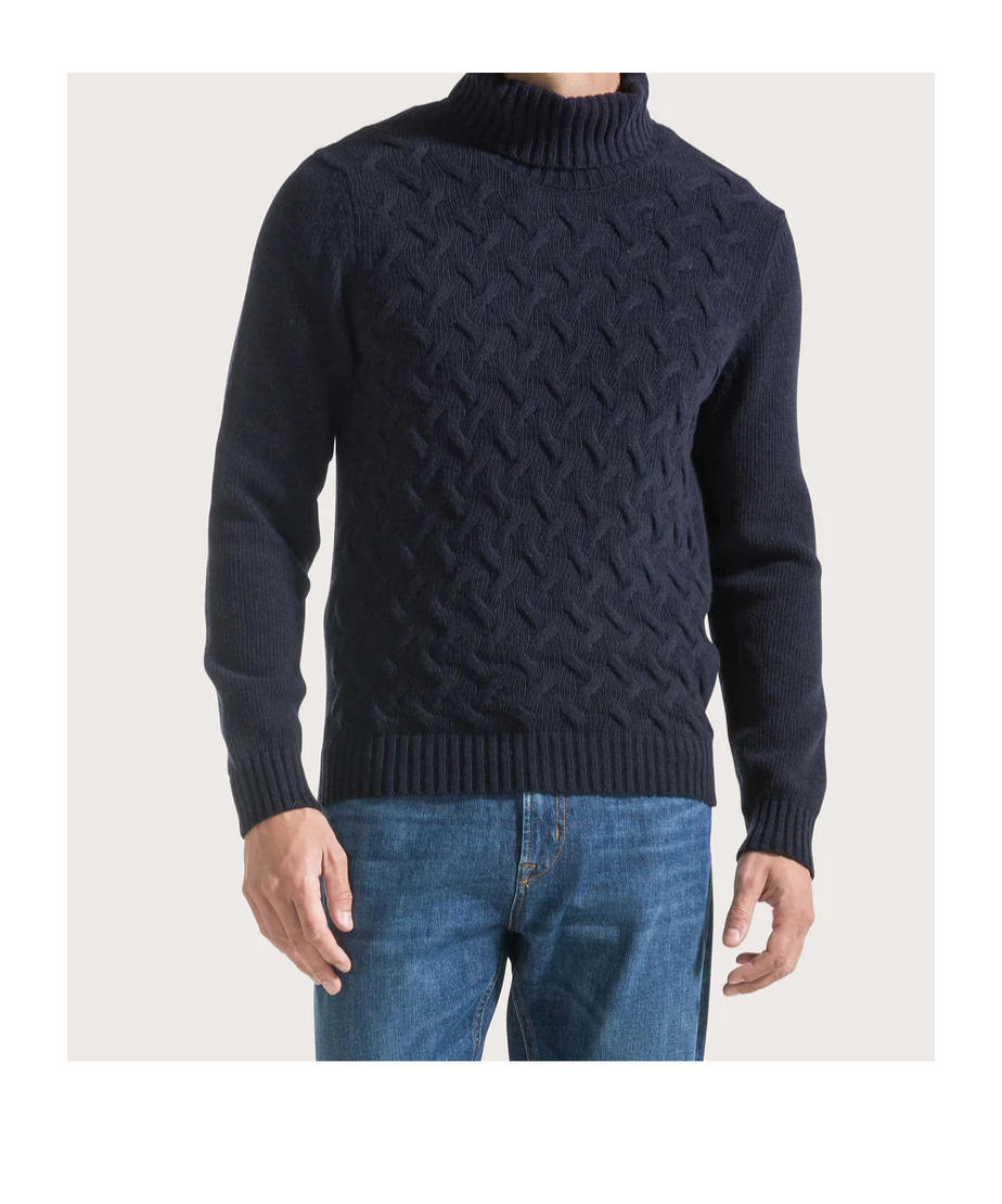 Seventy Roll-neck Cable-knit Sweater In Black