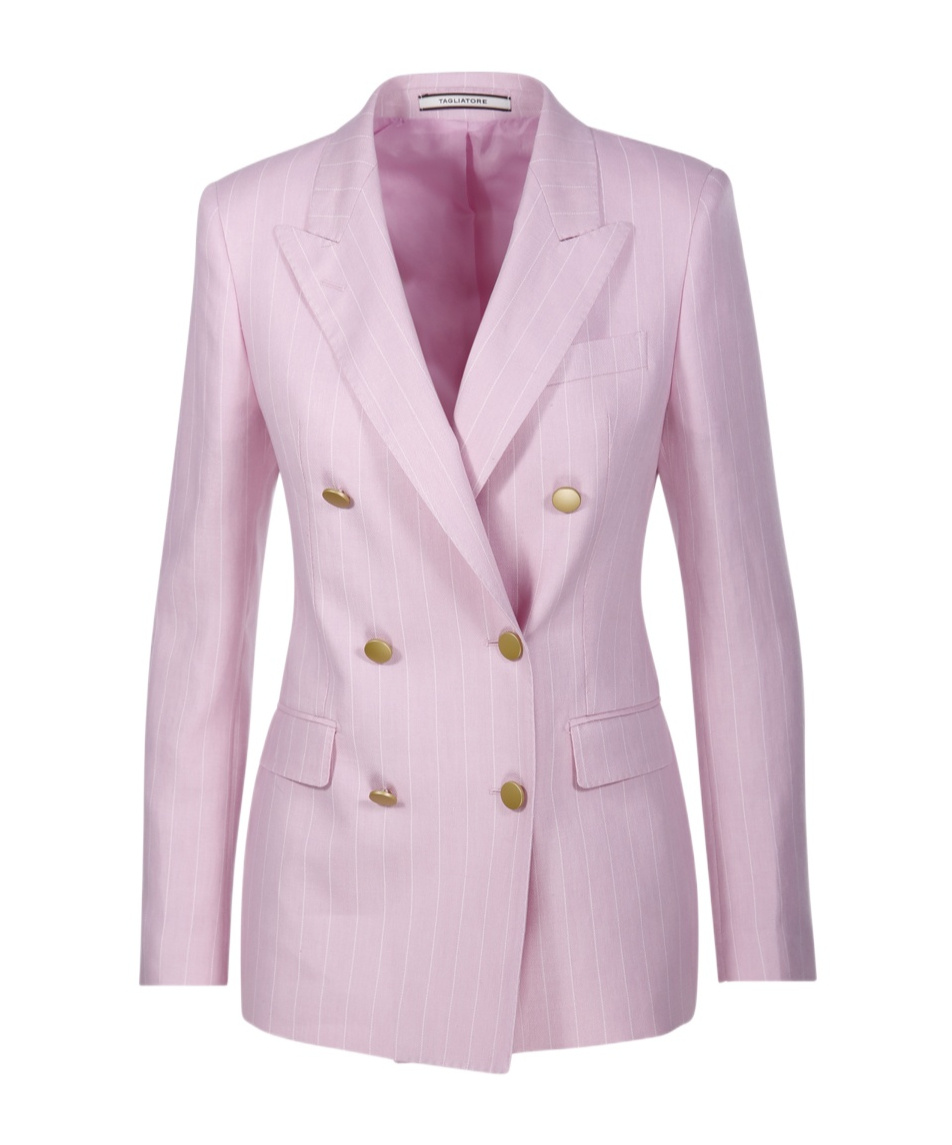Tagliatore Double-breasted Lapel Suit Jacket In Pink