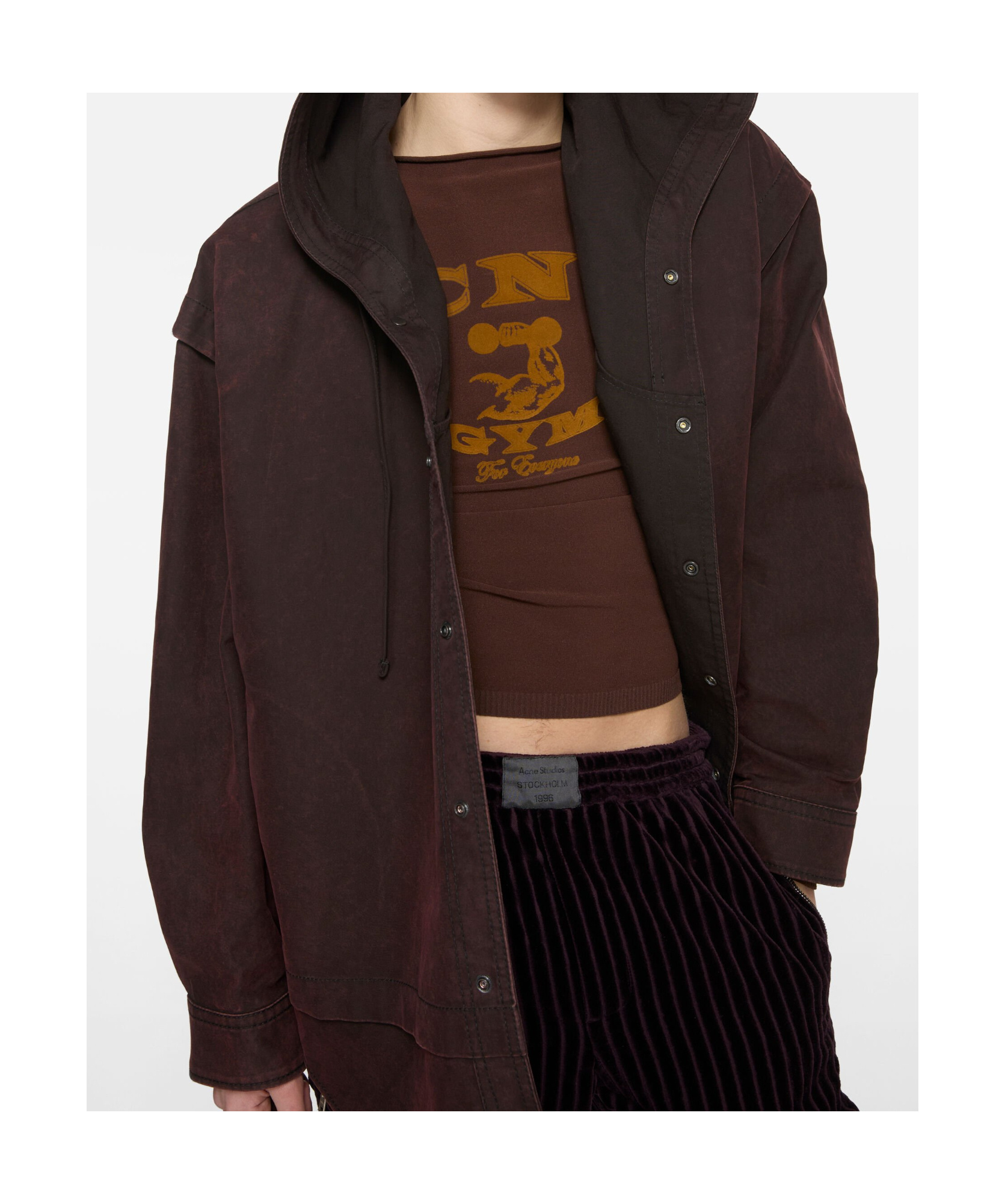 Acne Studios Hooded Organic Cotton Jacket In Burgundy