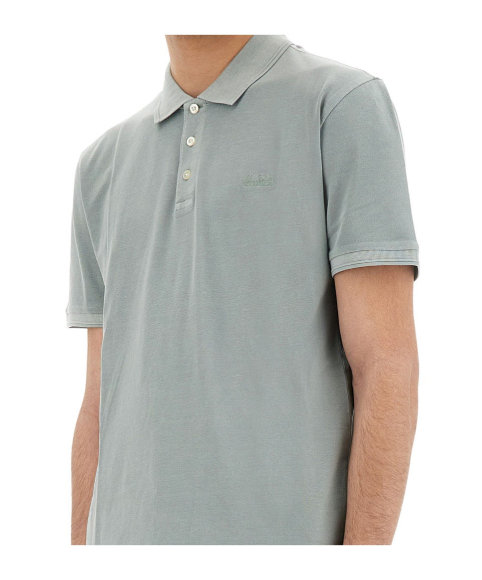 Woolrich "mackinack" Polo Shirt Short Sleeves In Chinois Green