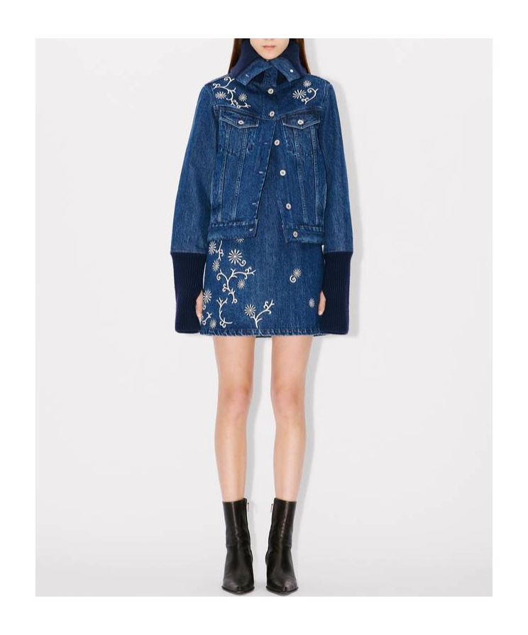 Kenzo Long-sleeved Denim Jacket In Blue