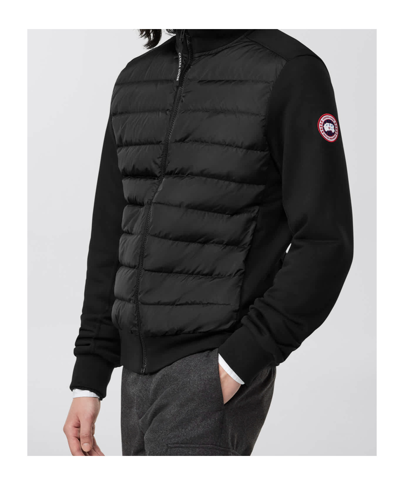 Canada Goose Wattierte Hybridge Huron Jacke Mit Reissverschluss In Black
