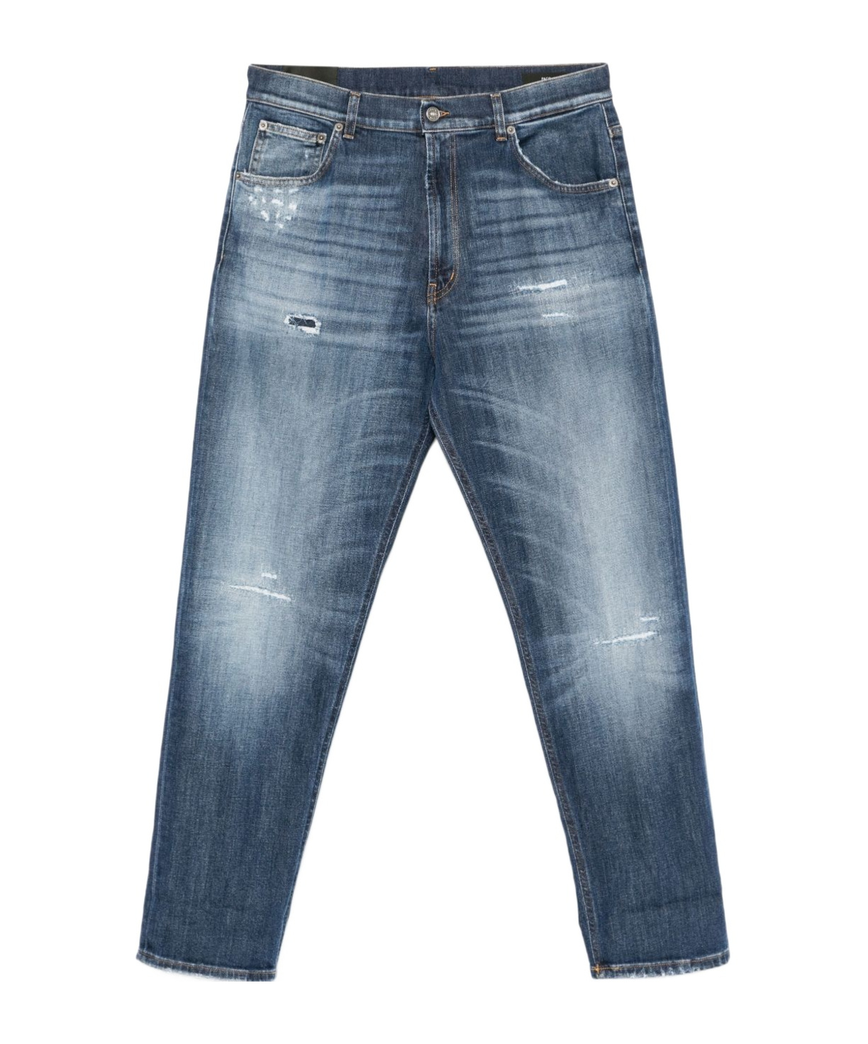 Dondup Distressed Denim Trousers Belt Loops In Blue