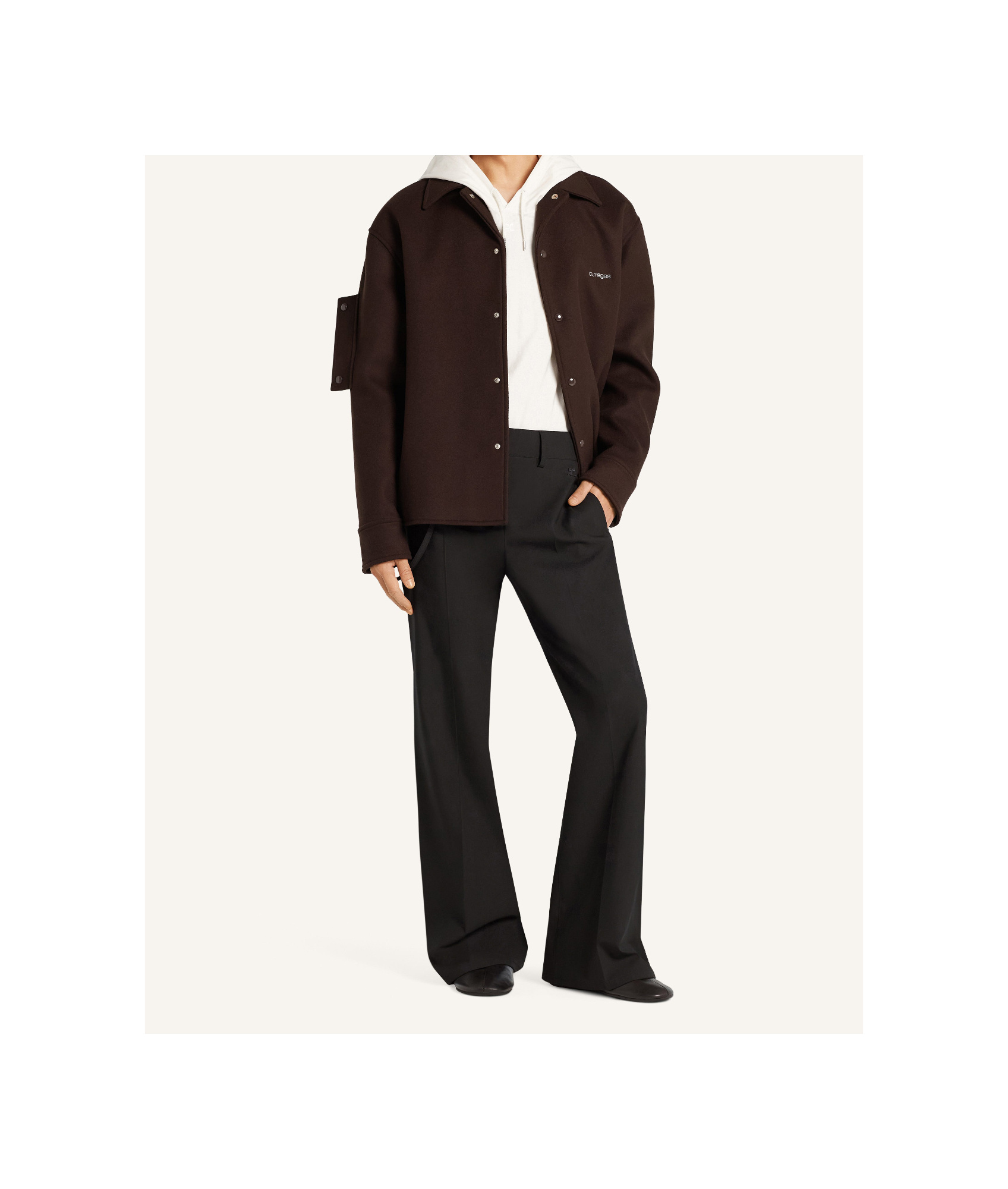 Courrèges Snap-button Shirt Jacket In Brown