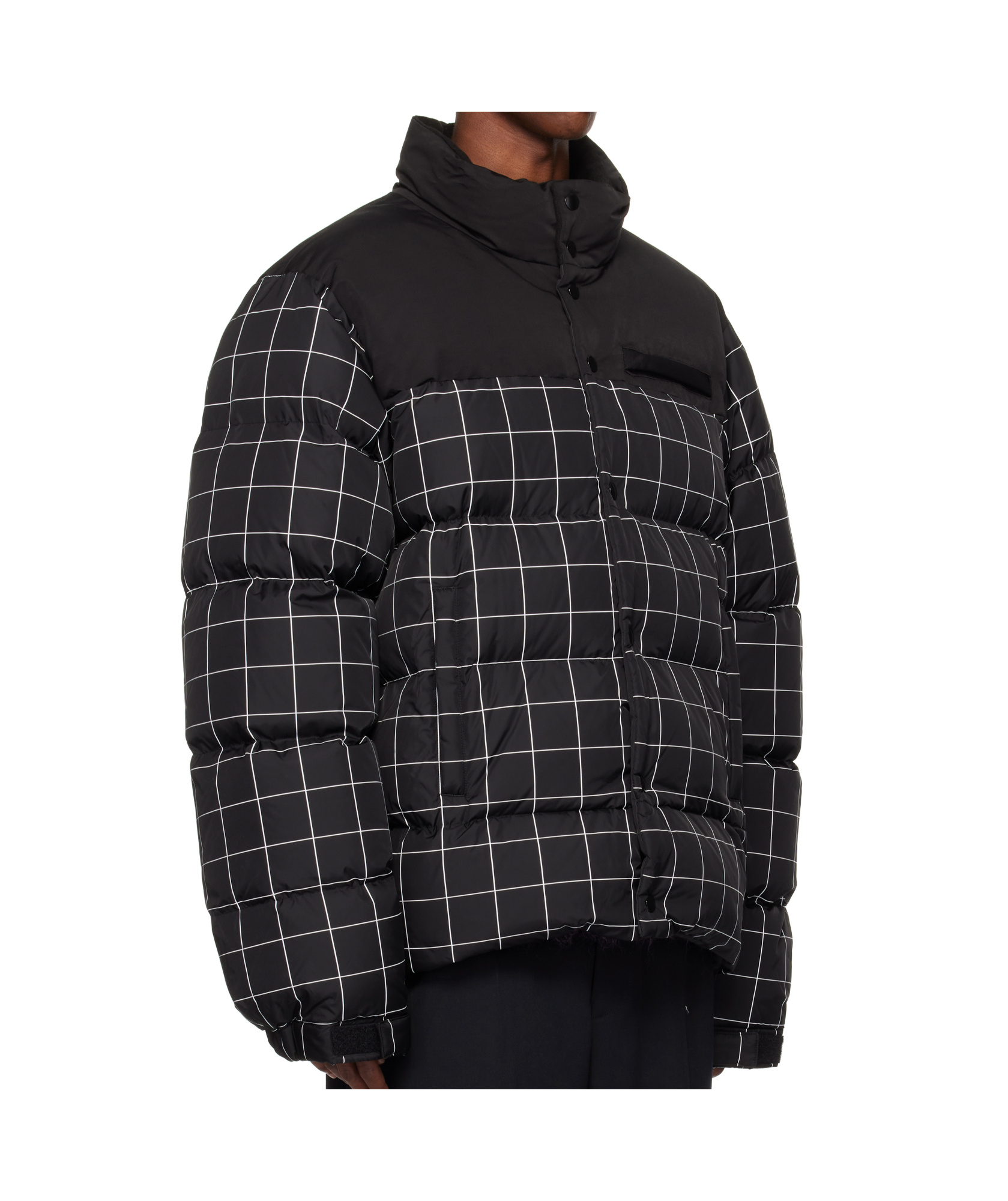Undercover Checked Padded Jacket In Black