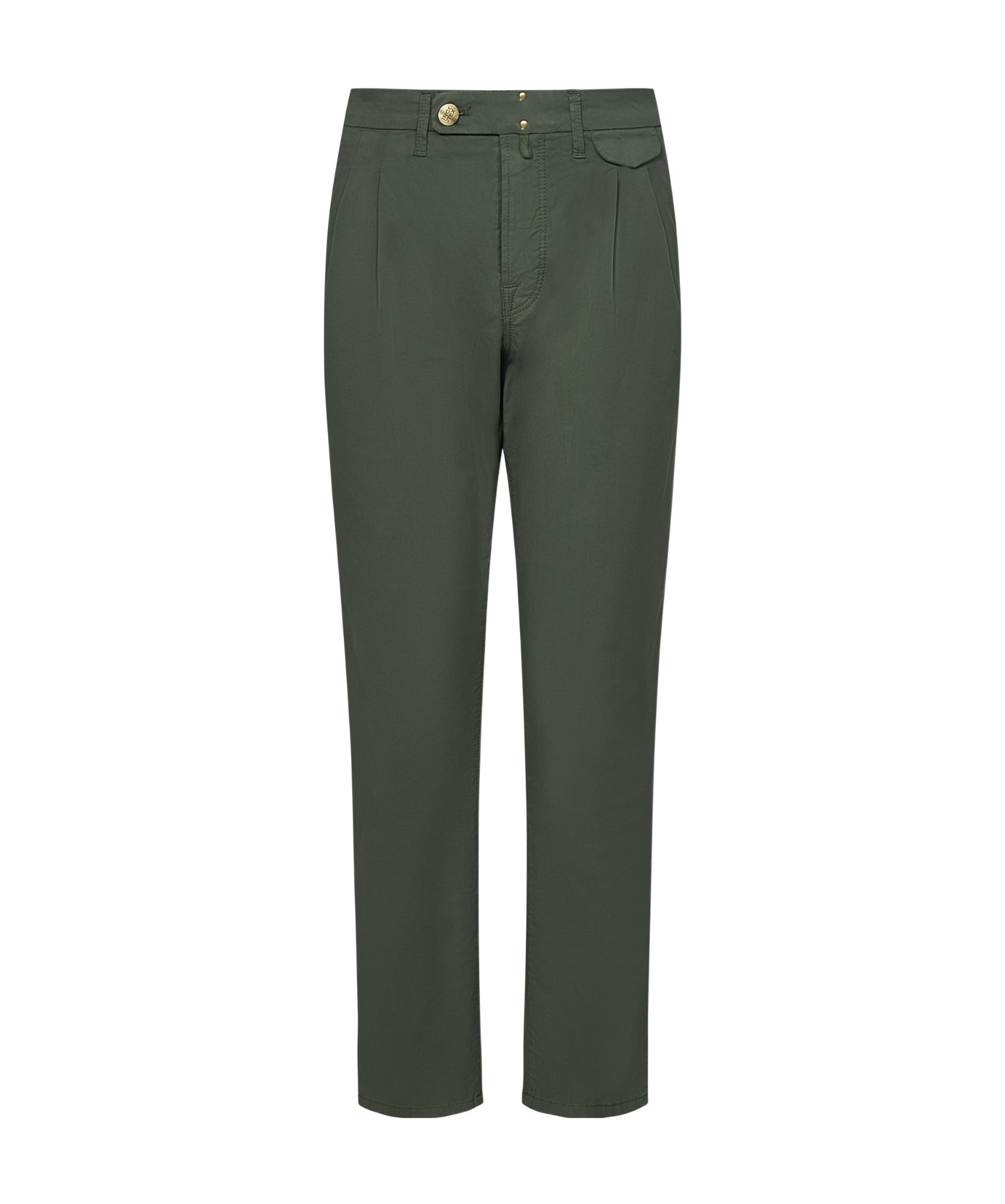 Incotex Tapered Leg Trousers In Green Stretch Cotton In Green
