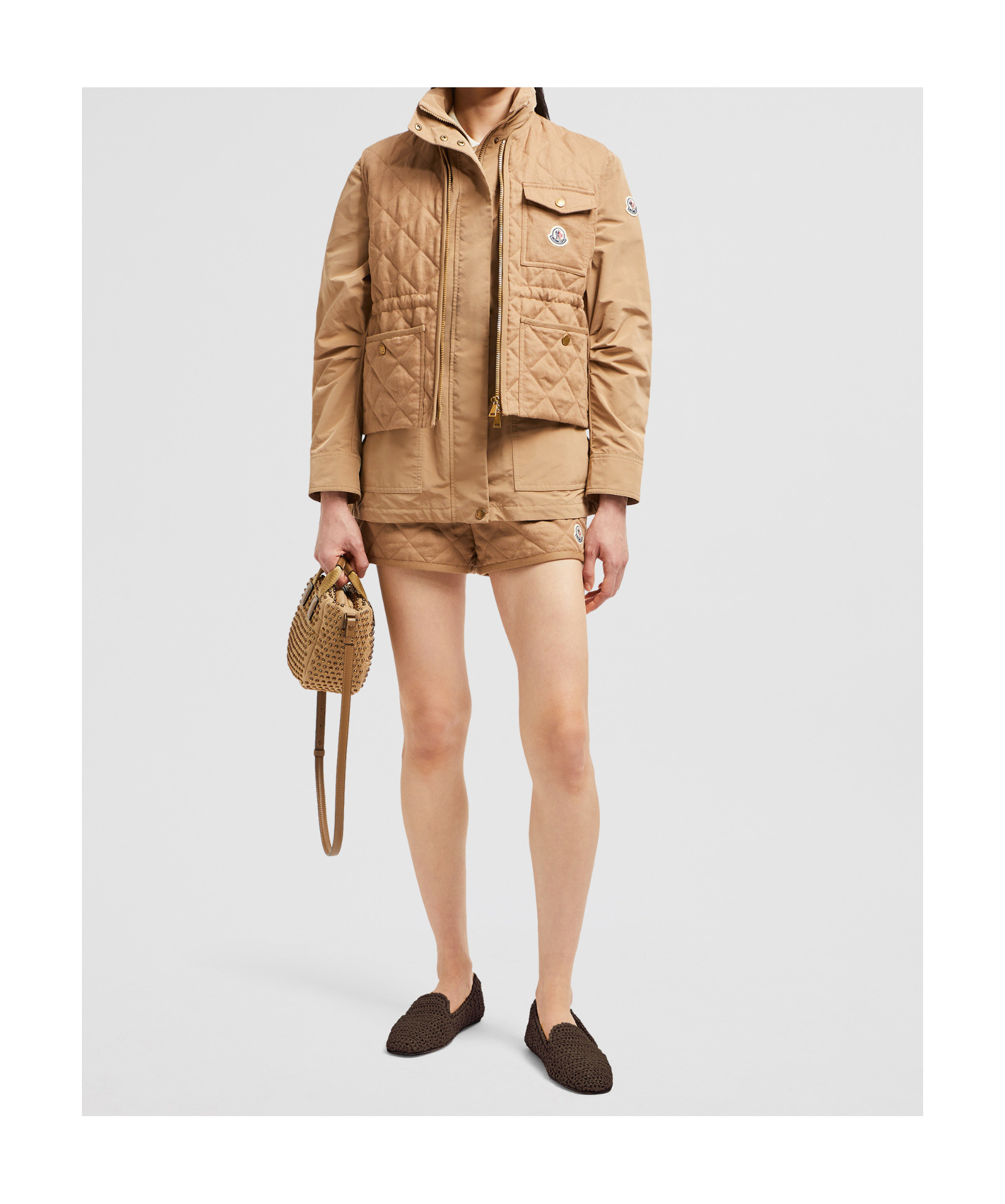 Moncler Gilet En Lin Vigny À Matelassage En Losanges In Brown