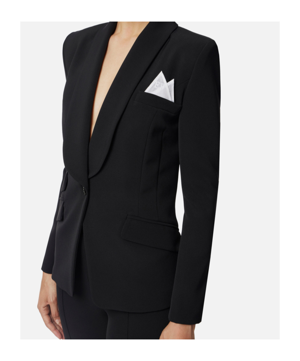 Elisabetta Franchi Shawl-collar Single-breasted Suit In Black
