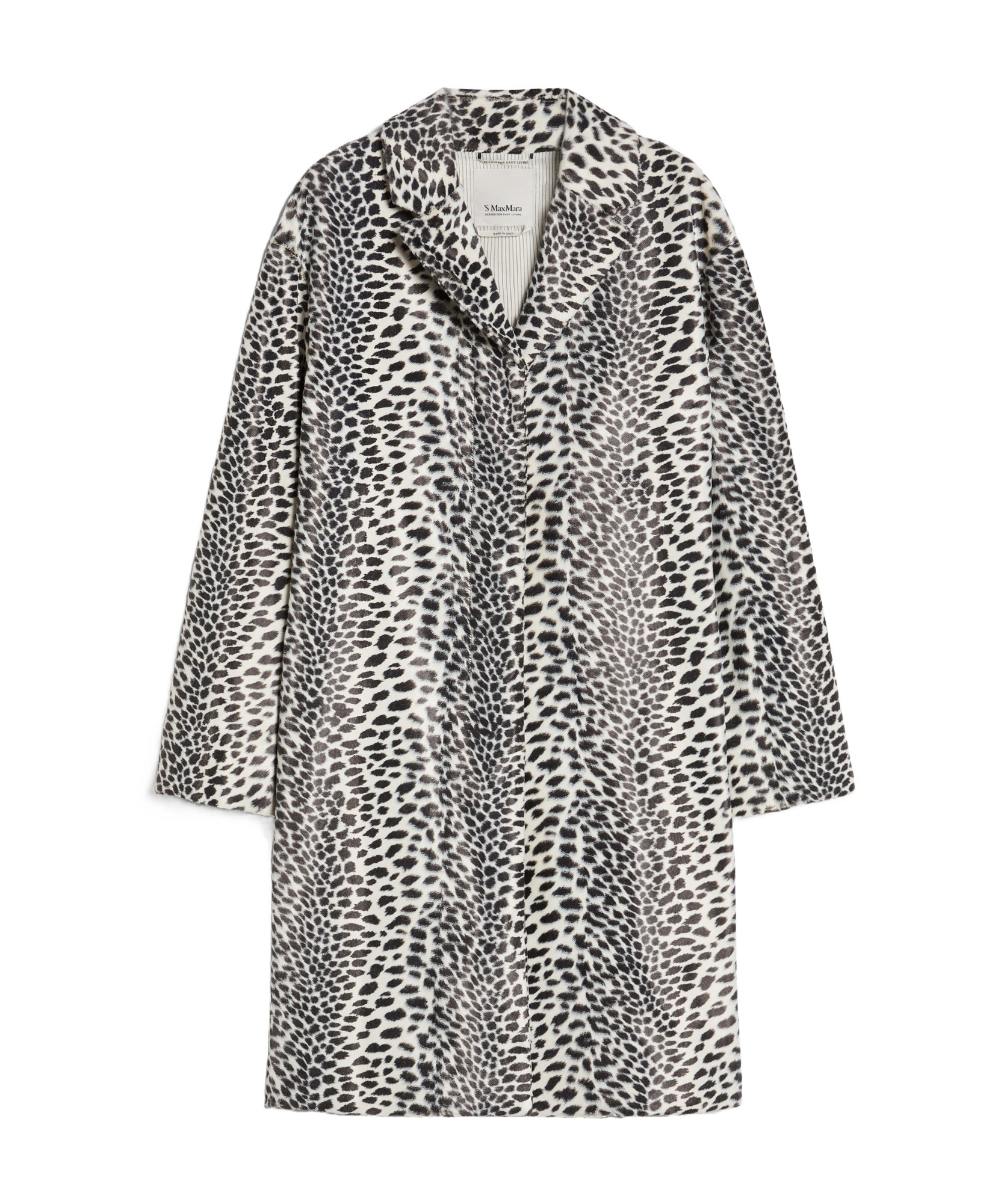Max Mara Animal-printed Cocoon Style Cotton Coat With Lapel Collar In Multi