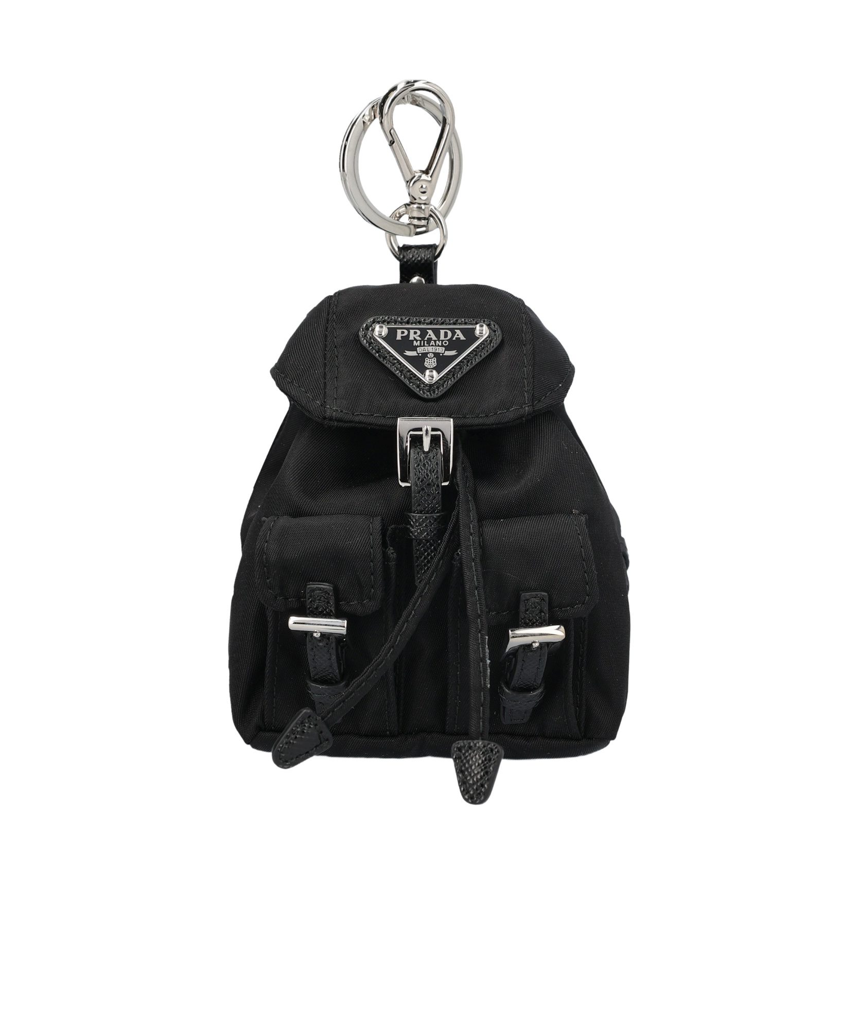Prada Mini Icon Keyring In Black