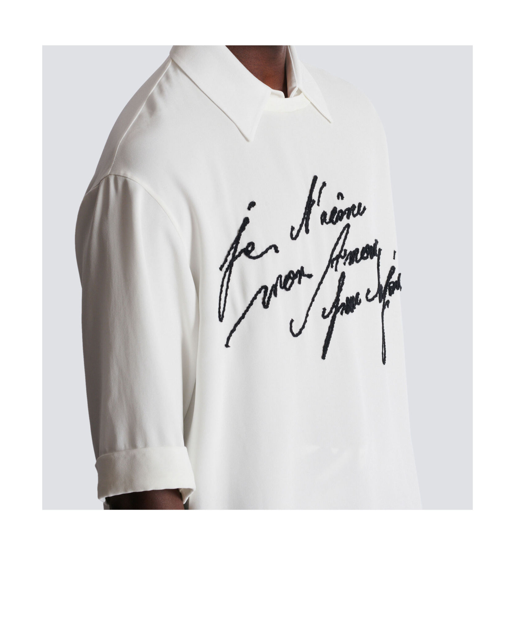 Balmain Love Letter Embroidered Collared T-shirt In White