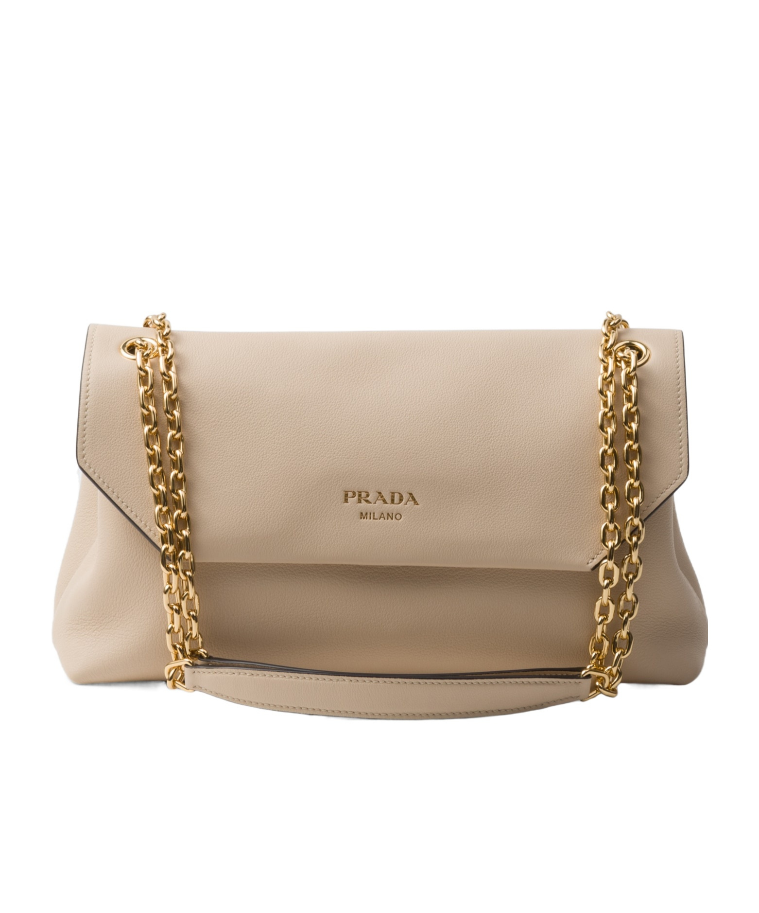 Prada Medium Leather Shoulder Bag In Travertine