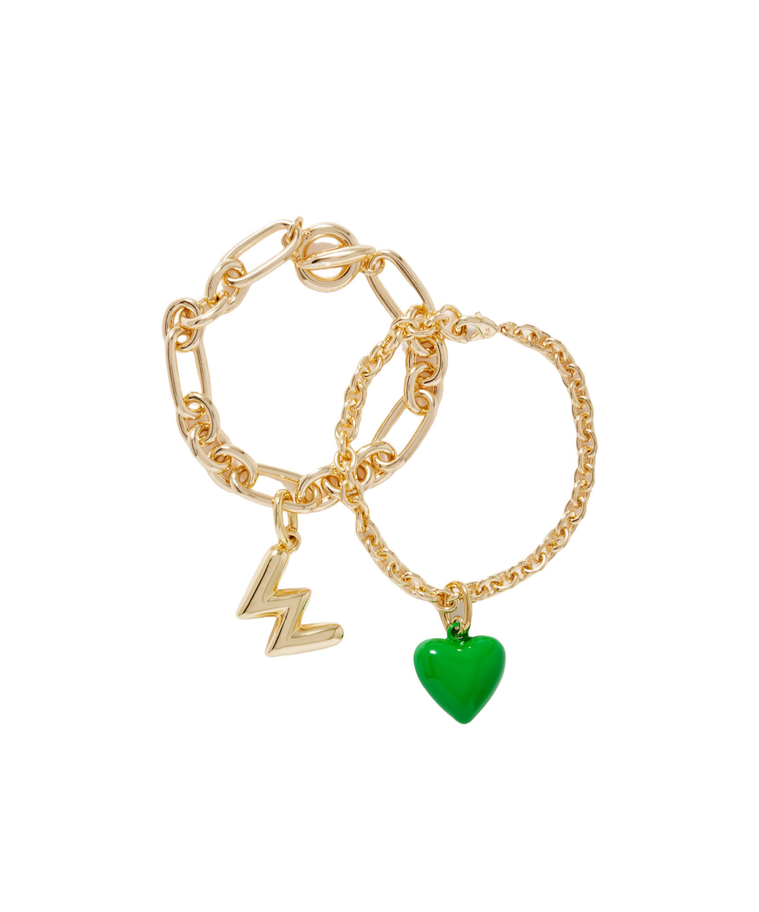 Assouline The Happy Heart Initial Set Of Two Gold-tone And Enamel Bracelets