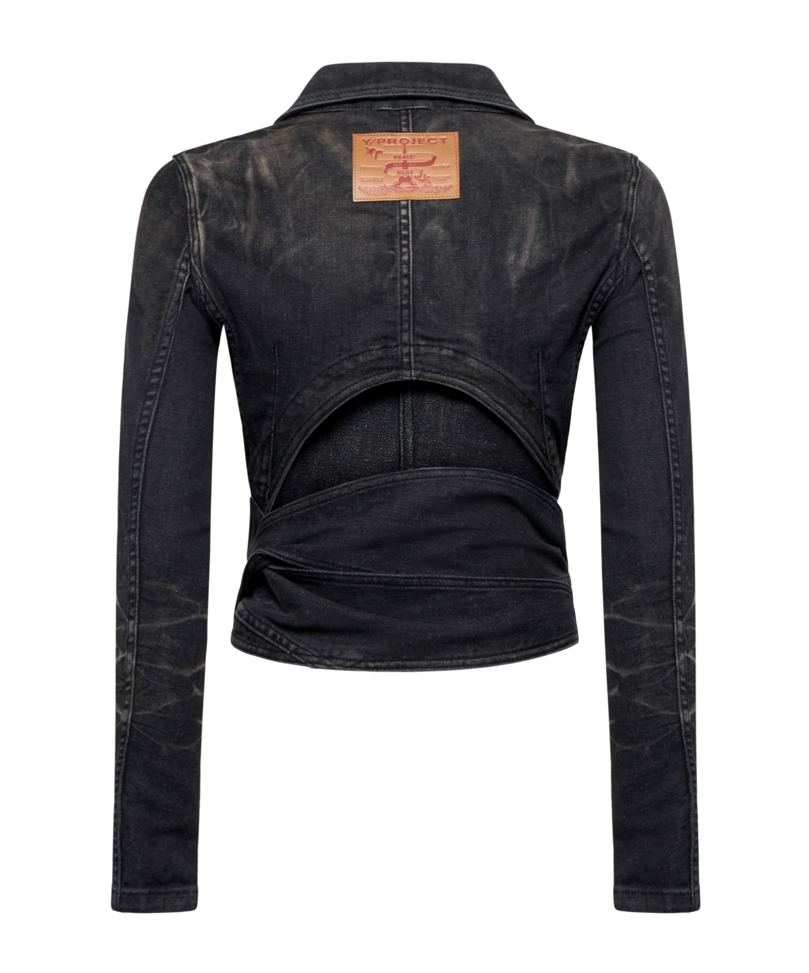 Y/project Wrap-around Fitted Denim Jacket In Black
