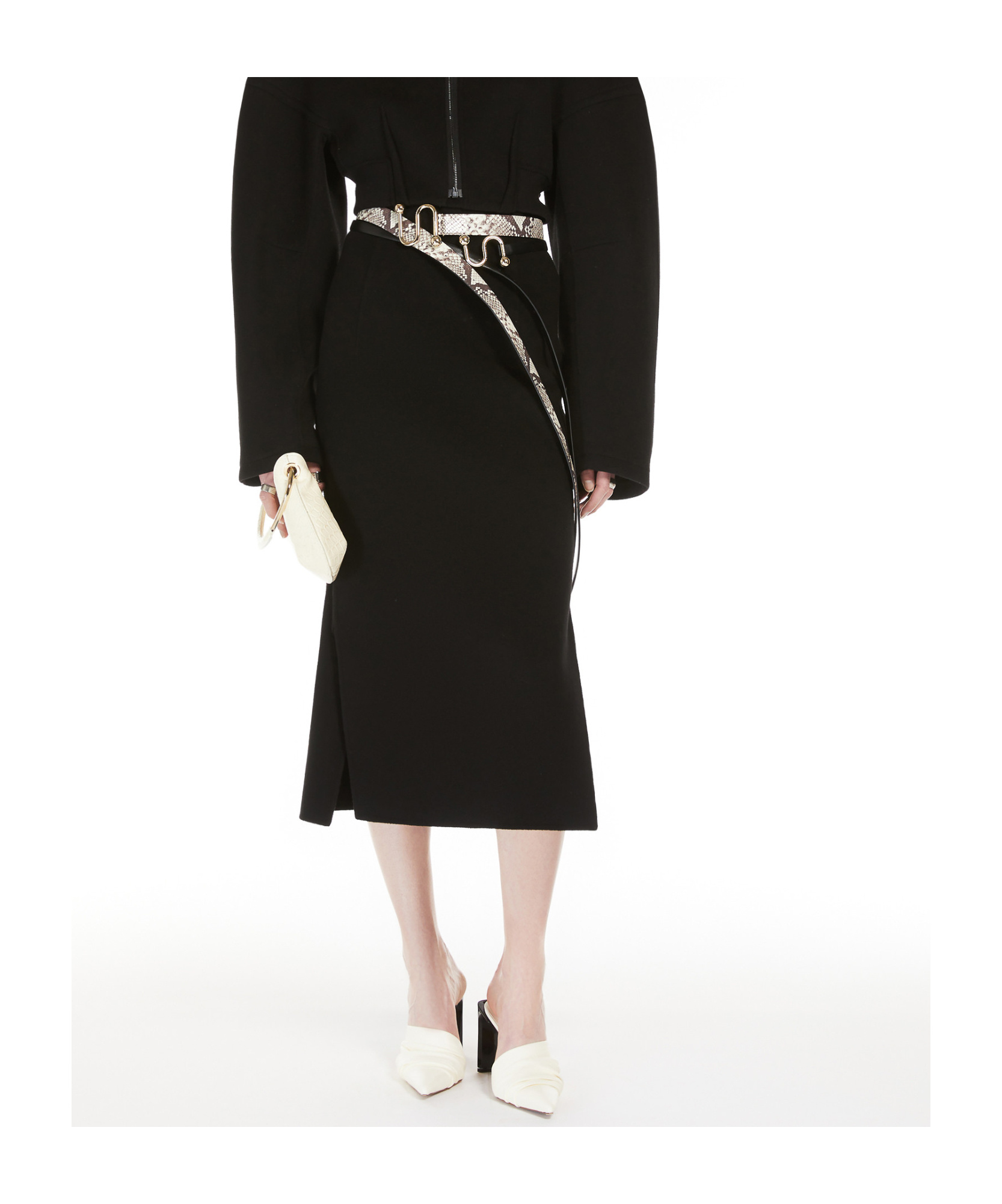 Shop Sportmax Long Skirt With Slits In Black