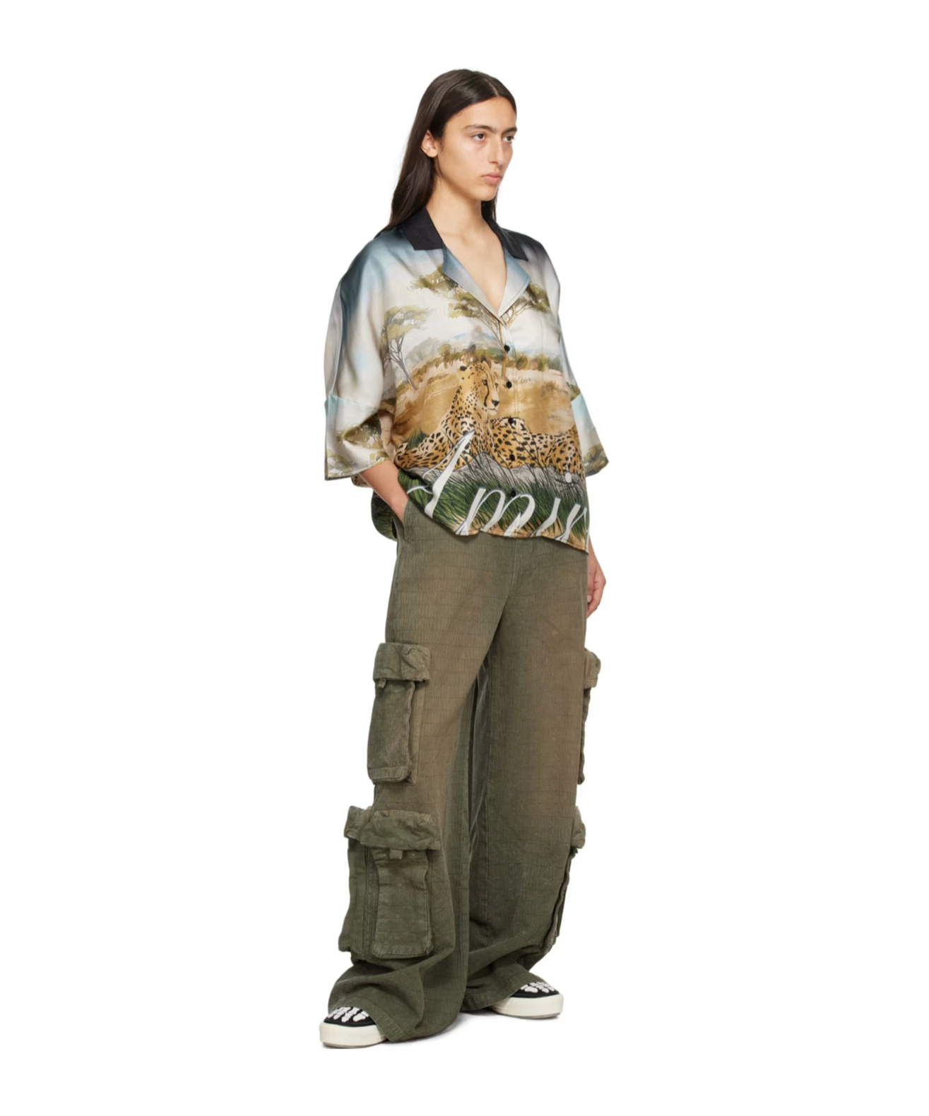 Amiri Khaki Drawstring Trousers In Brown