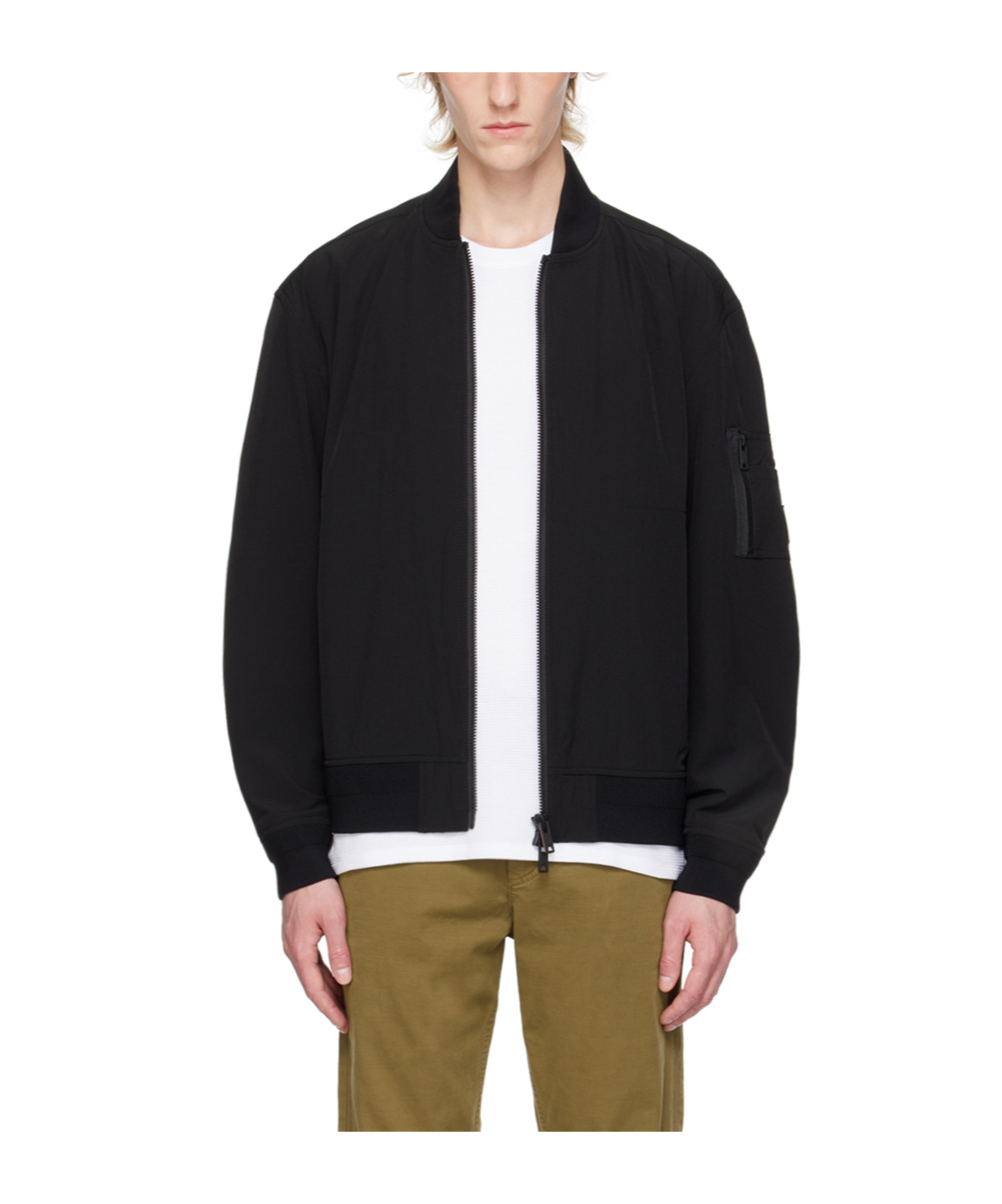 Hugo Boss Pilot Jacket With Stand-neck Collar In Black