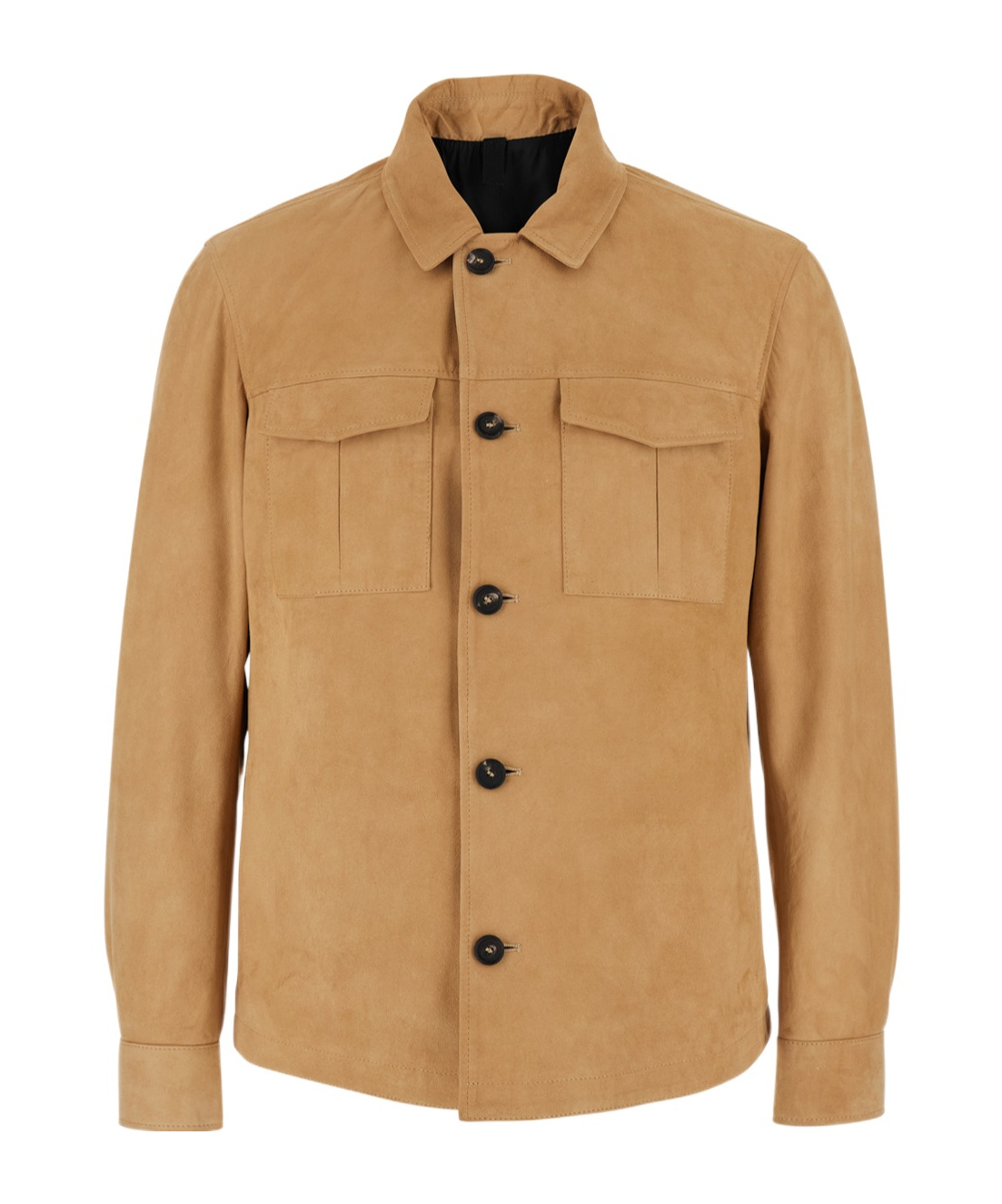 Tagliatore Beige Classic Collar Suede Jacket In Brown