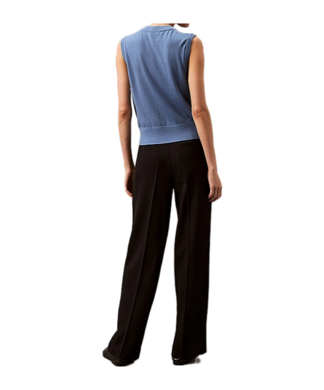 Shop Calvin Klein Soft Crepe Pleated Trousers In Black