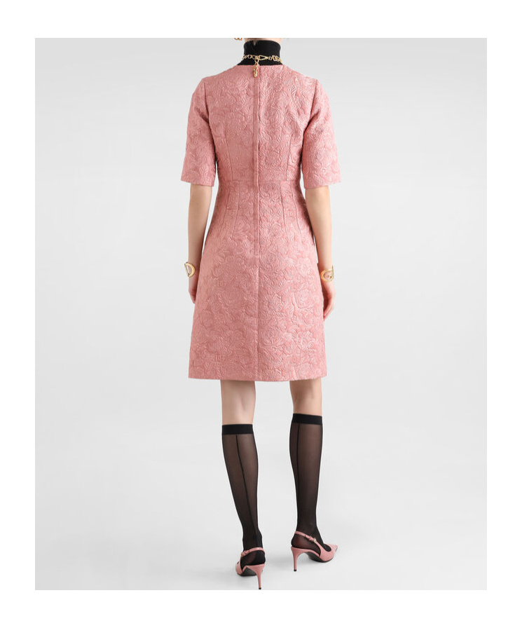 Dolce & Gabbana Floral-jacquard Midi Dress In Pink