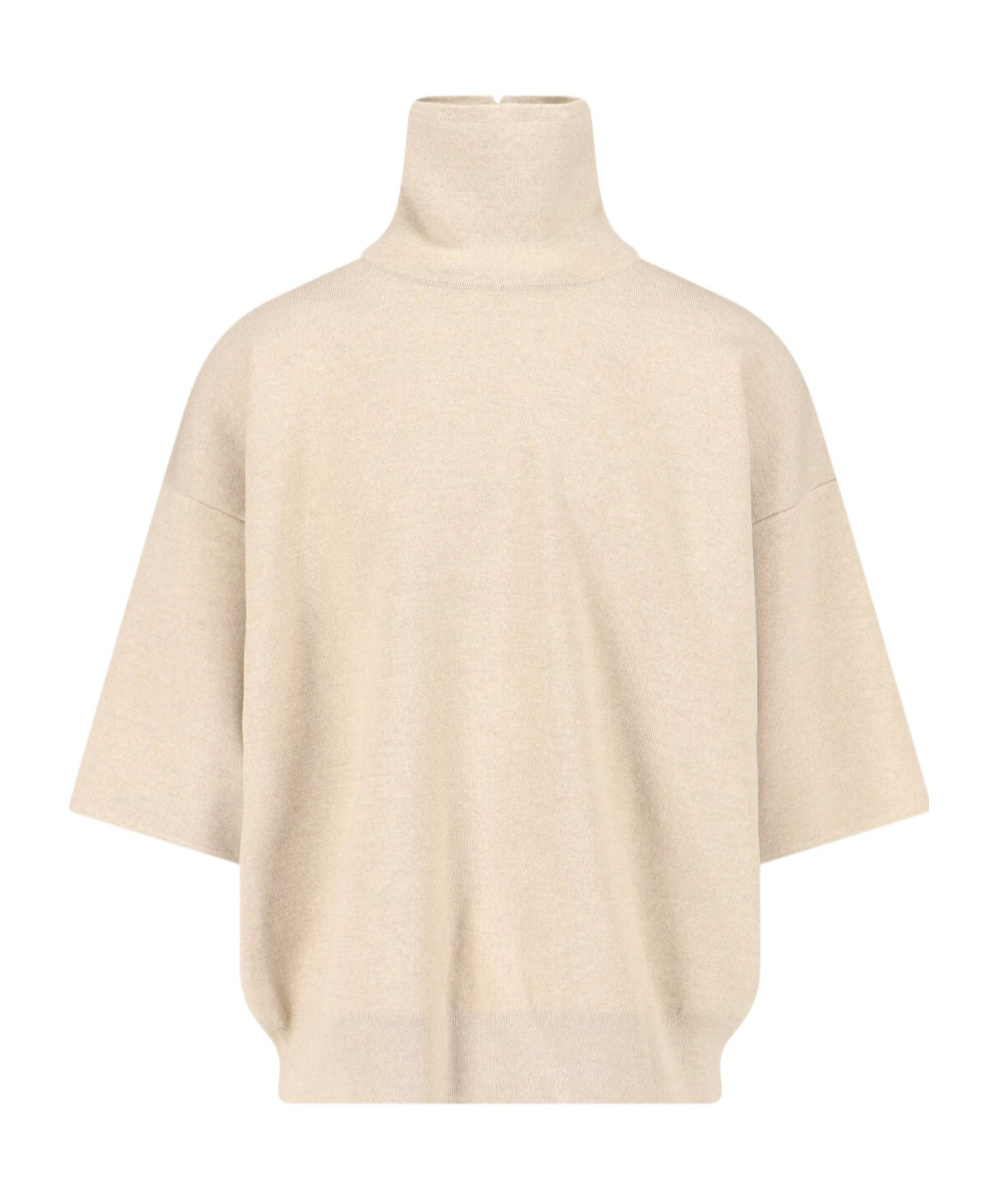 Fear Of God Turtleneck Sweater In Beige Virgin Wool Dropped Shoulders In Neutral