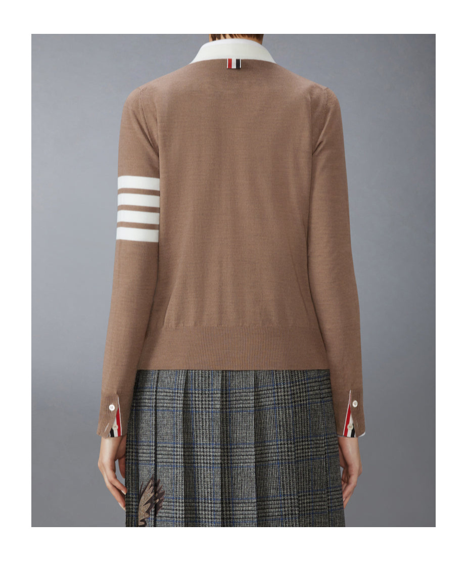 Thom Browne V-neck Cardigan In Brown