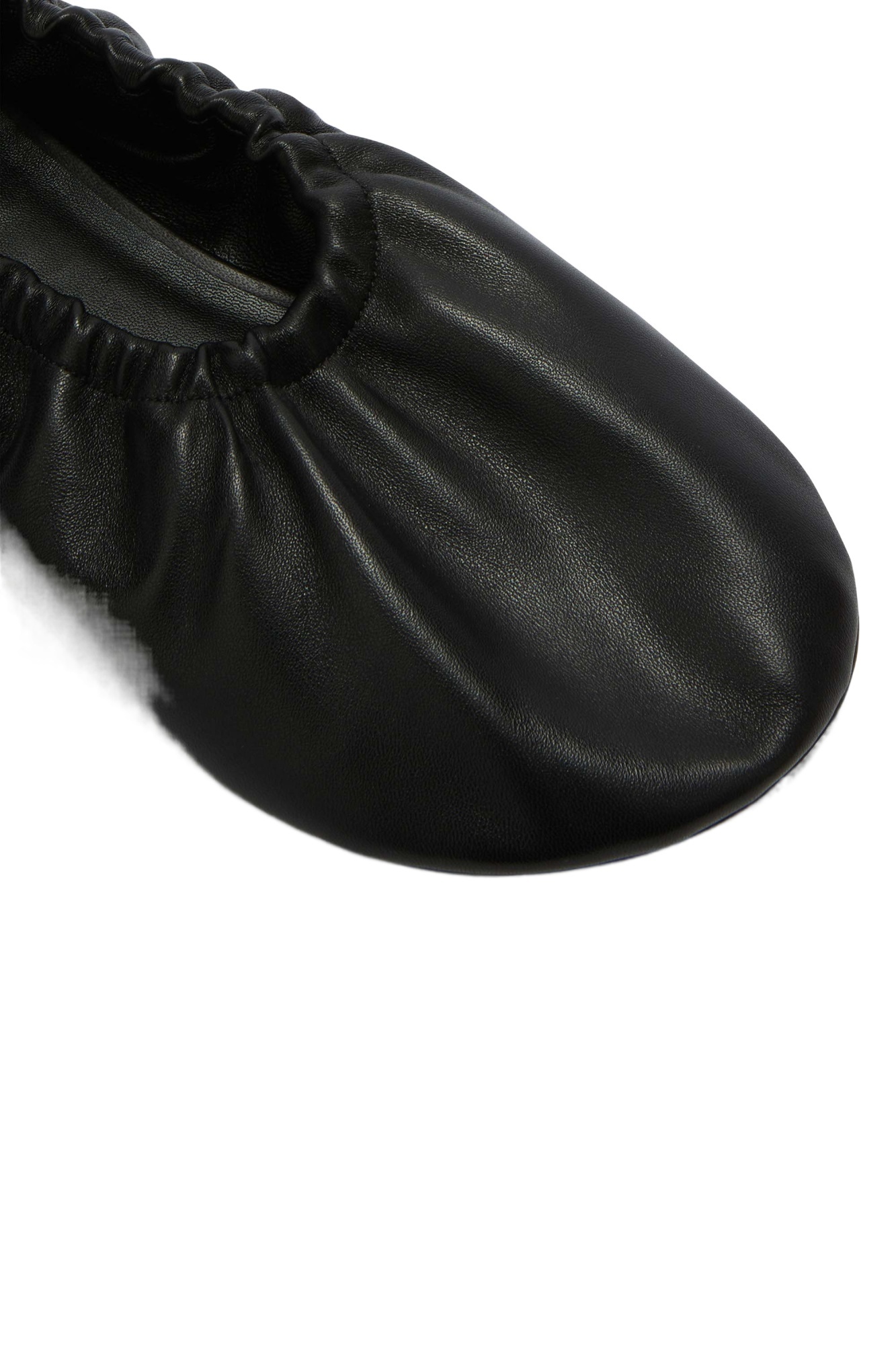 Jil Sander Gathered-detail Leather Ballerina Shoes In Black