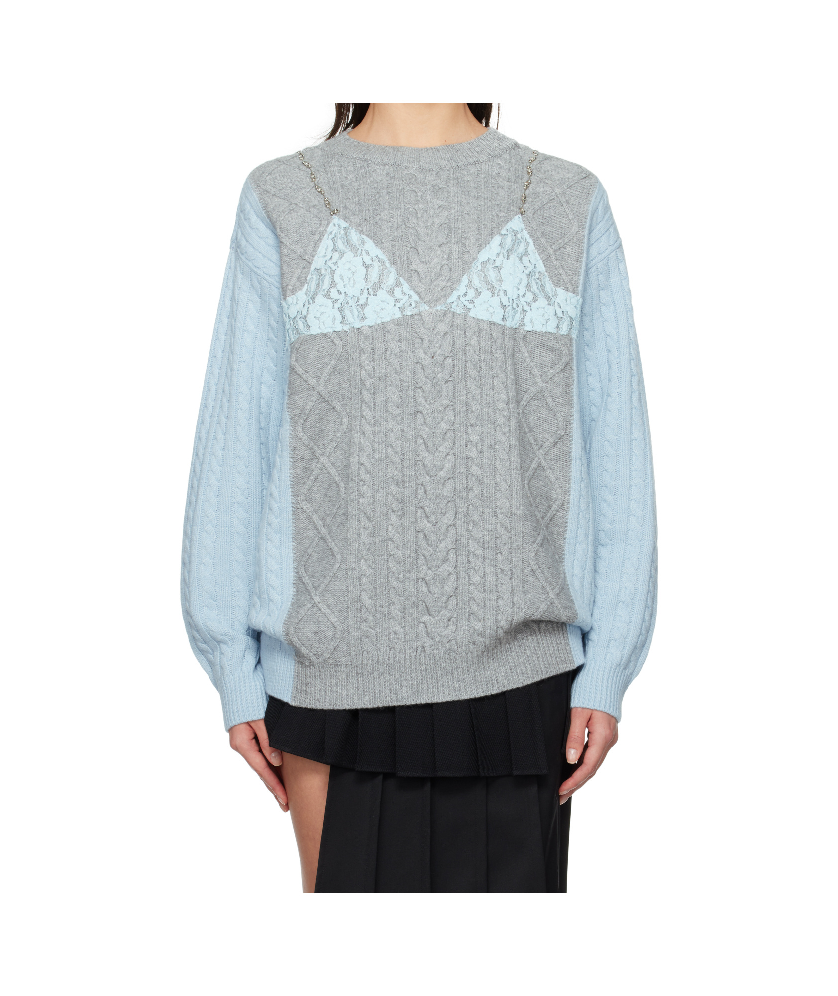 Shop Andersson Bell Long-sleeved Wool Cashmere Sweater In Gray