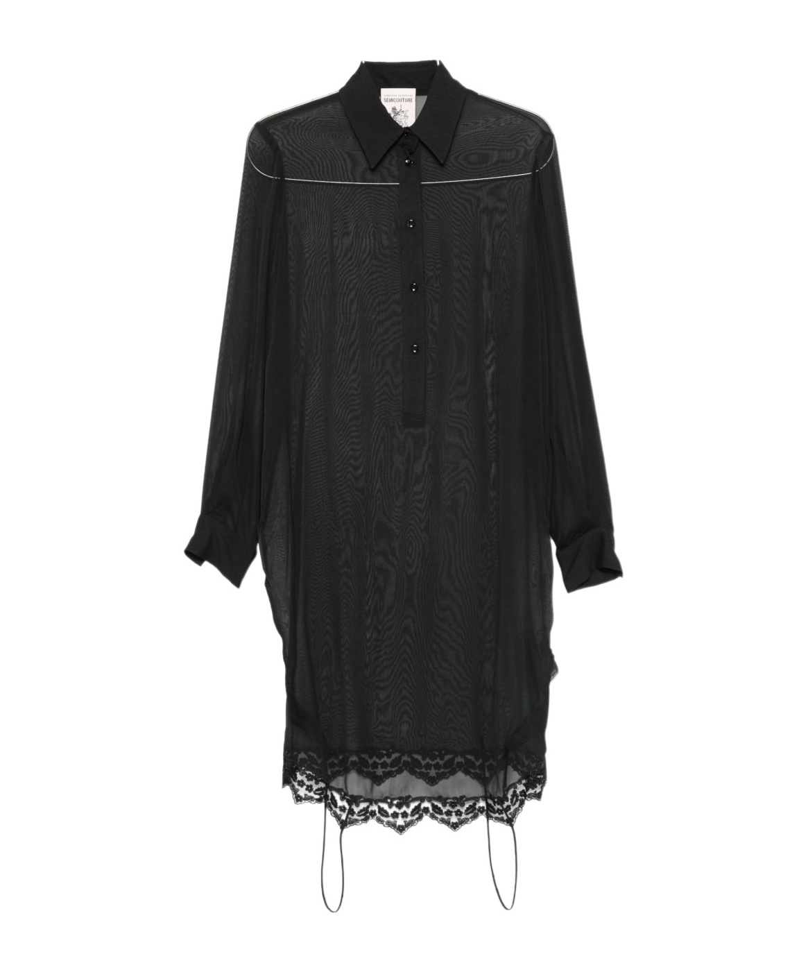 Semicouture Lace-trimmed Shirt In Black