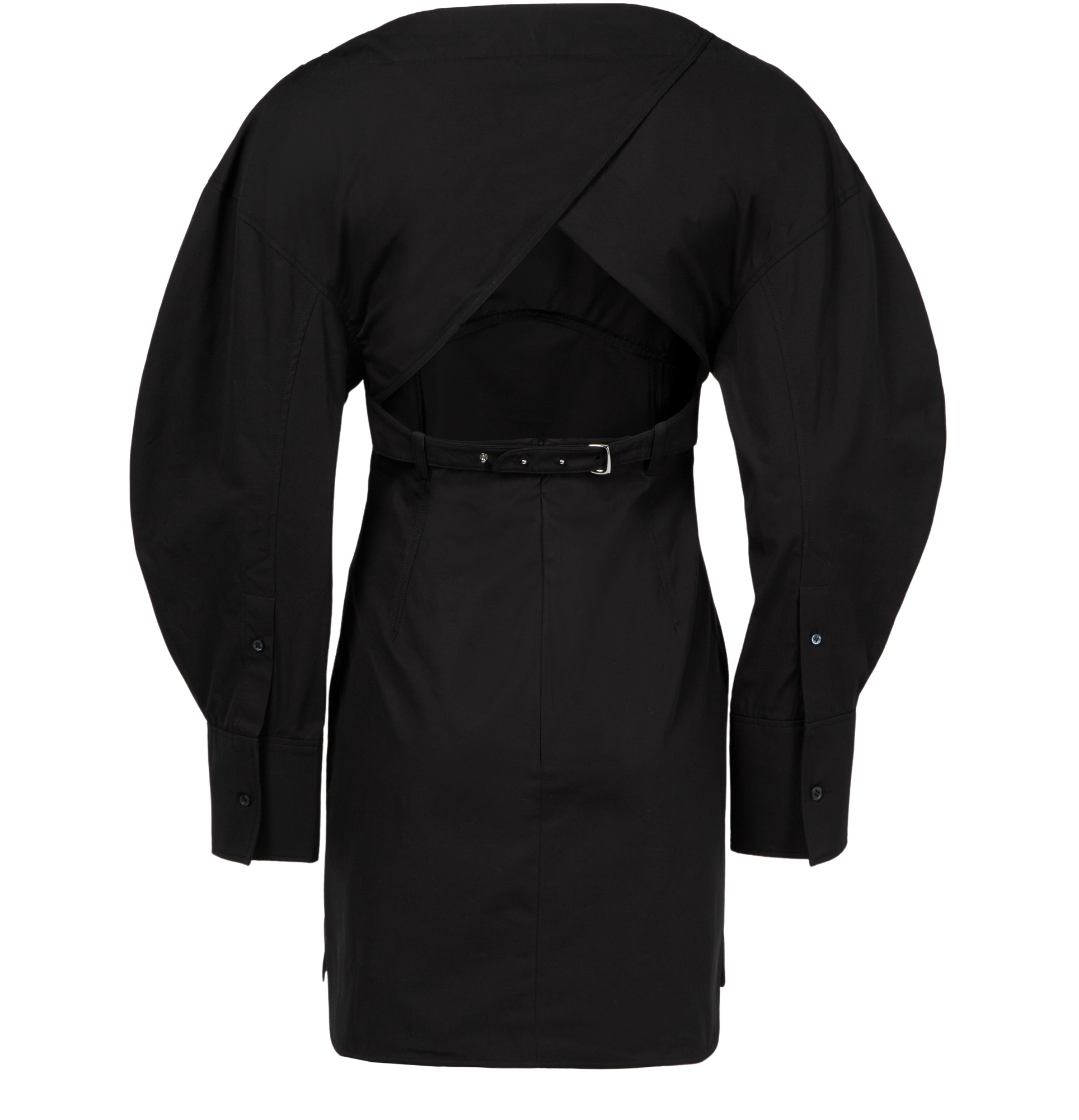 Jacquemus Shirt Dress Featuring Adjustable Belt In Black