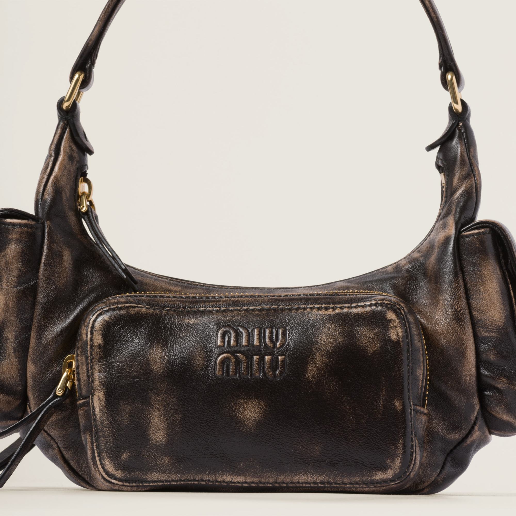 Shop Miu Miu Nappa Leather Hobo Bag In Black