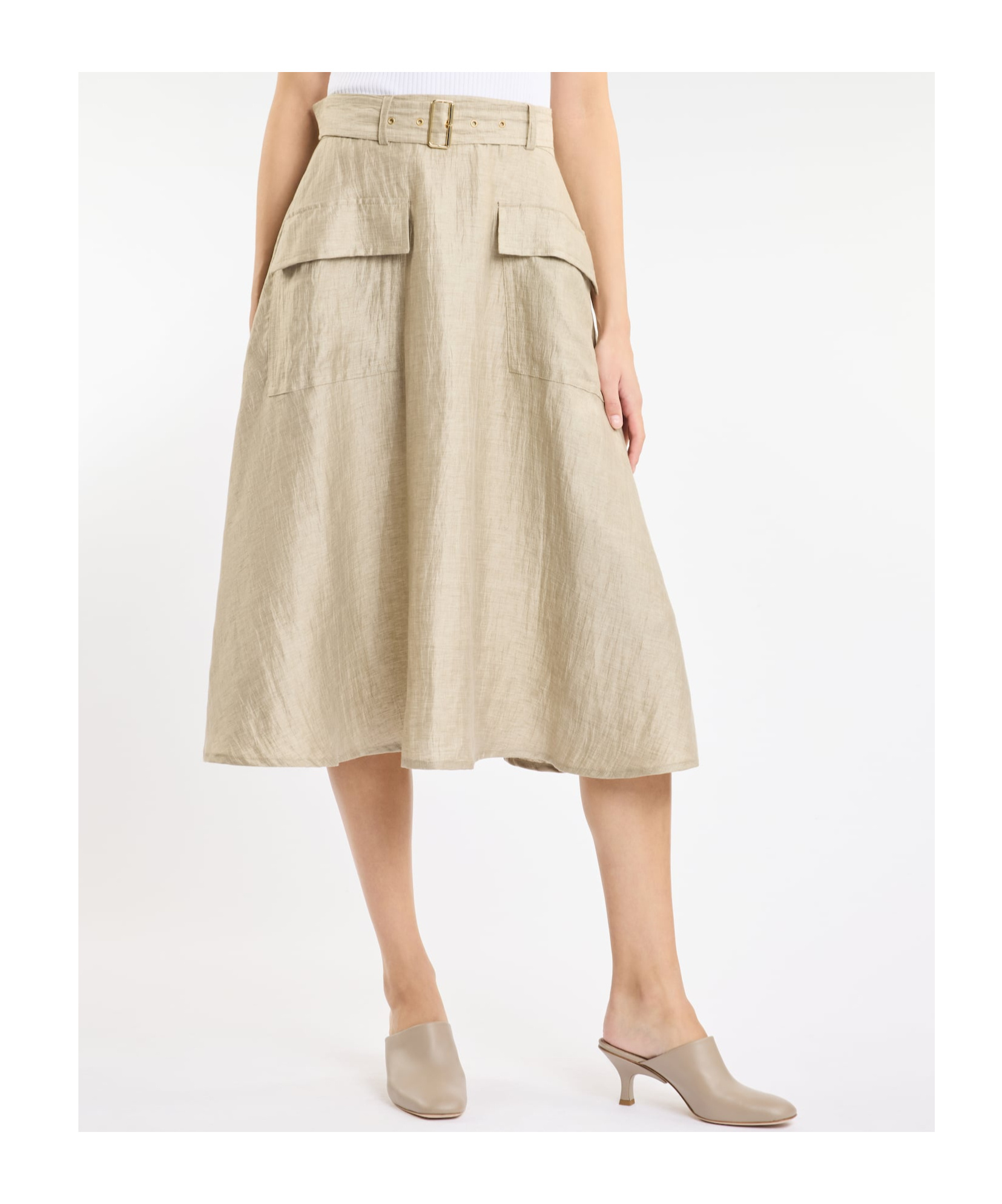 Fay Long Skirt With Belt In Nude