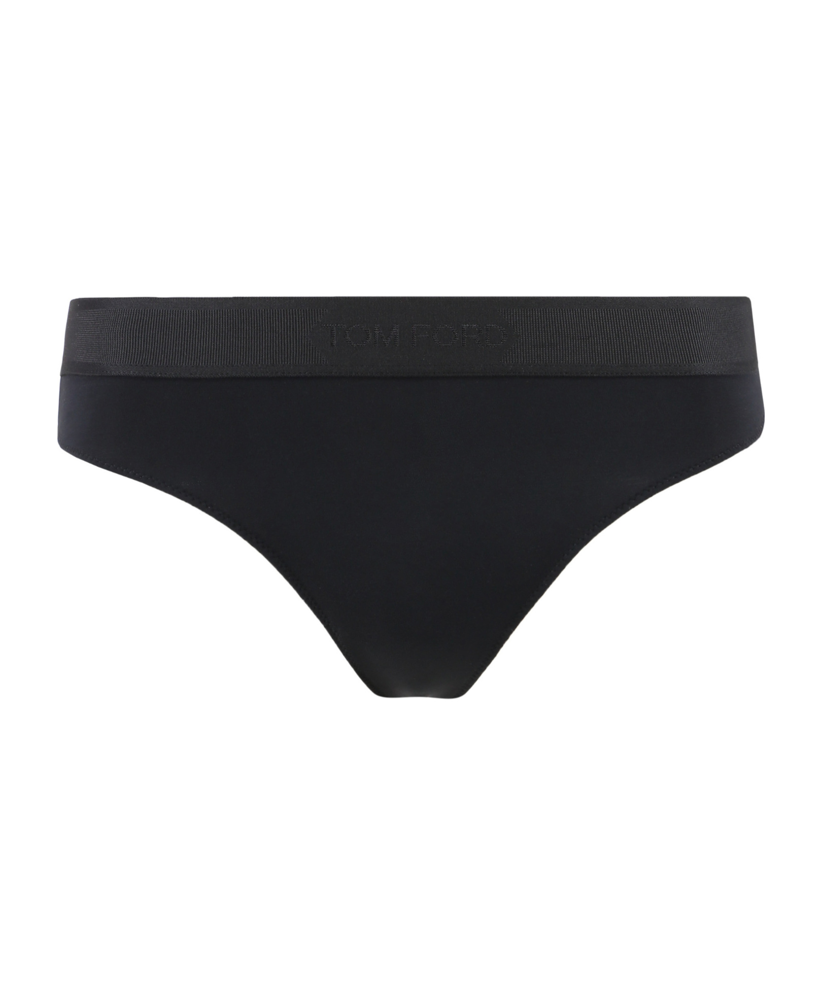 Tom Ford Logo Waistband Thong Briefs In Black